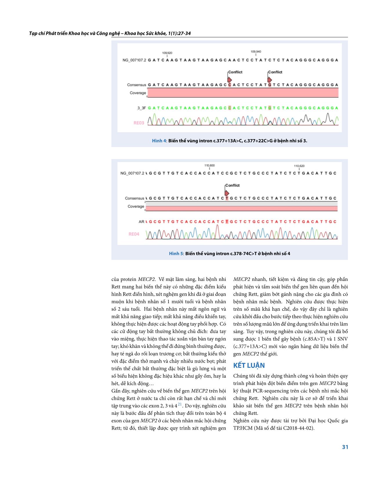 Xây dựng quy trình phát hiện đột biến điểm trên gen MECP2 ở bệnh nhi Việt Nam mắc hội chứng Rett trang 5