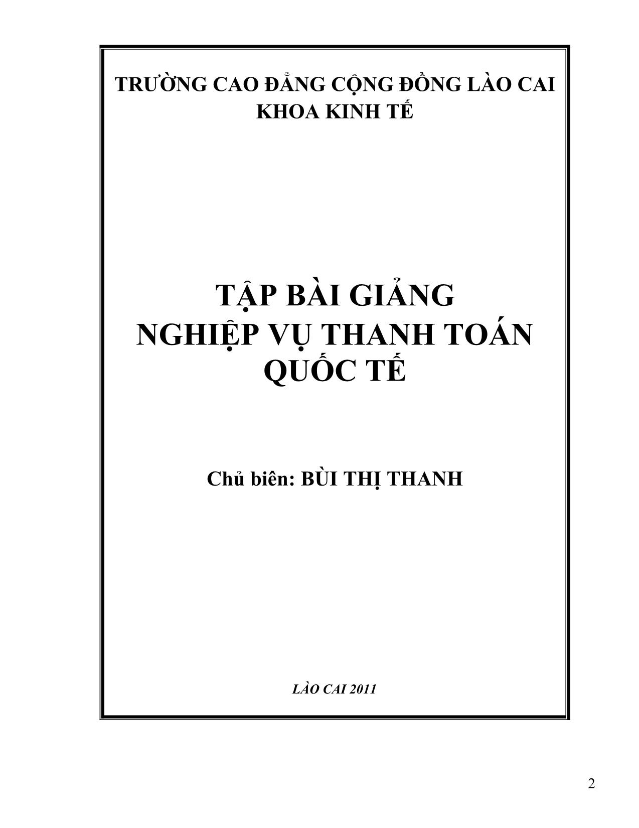 Giáo trình Nghiệp vụ thanh toán quốc tế trang 1