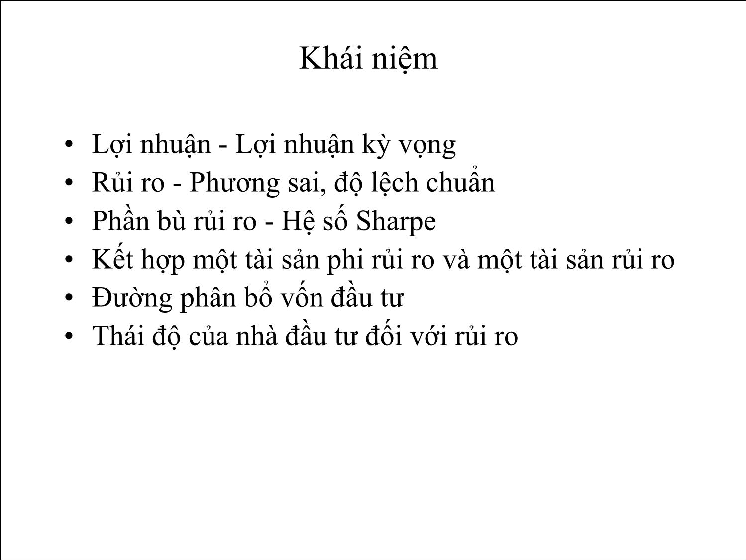 Bài giảng Phân tích tài chính - Bài 6: Rủi ro và lợi nhuận trang 2