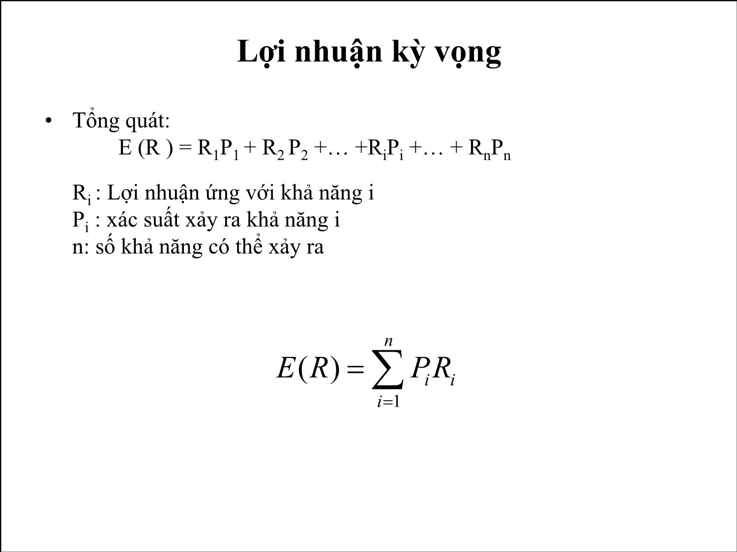 Bài giảng Phân tích tài chính - Bài 6: Rủi ro và lợi nhuận trang 8