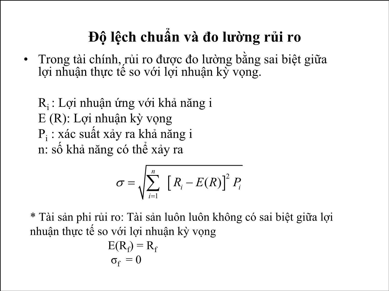 Bài giảng Phân tích tài chính - Bài 6: Rủi ro và lợi nhuận trang 9