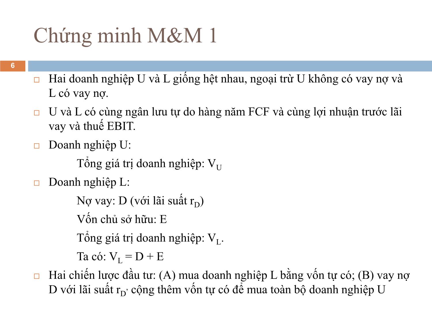 Bài giảng Phân tích tài chính - Bài 9: Chi phí và cơ cấu vốn trang 6