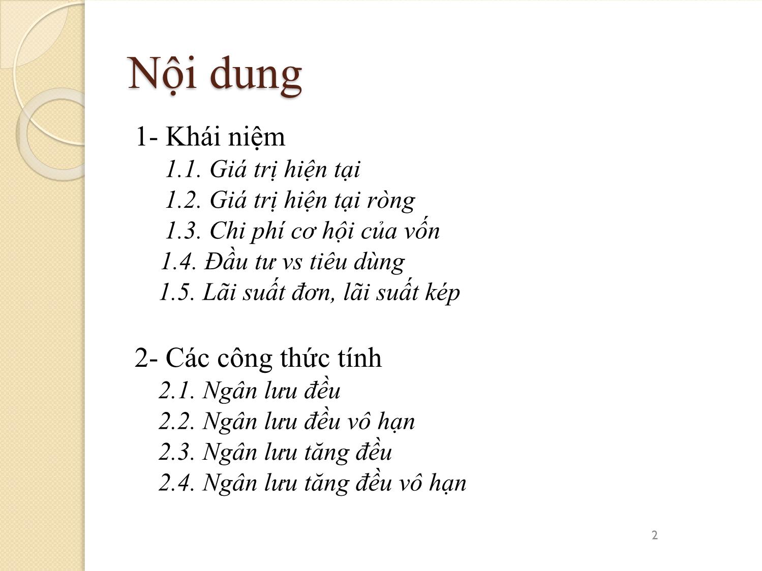 Bài giảng Phân tích tài chính - Chiết khấu ngân lưu. Giá trị hiện tại trang 2