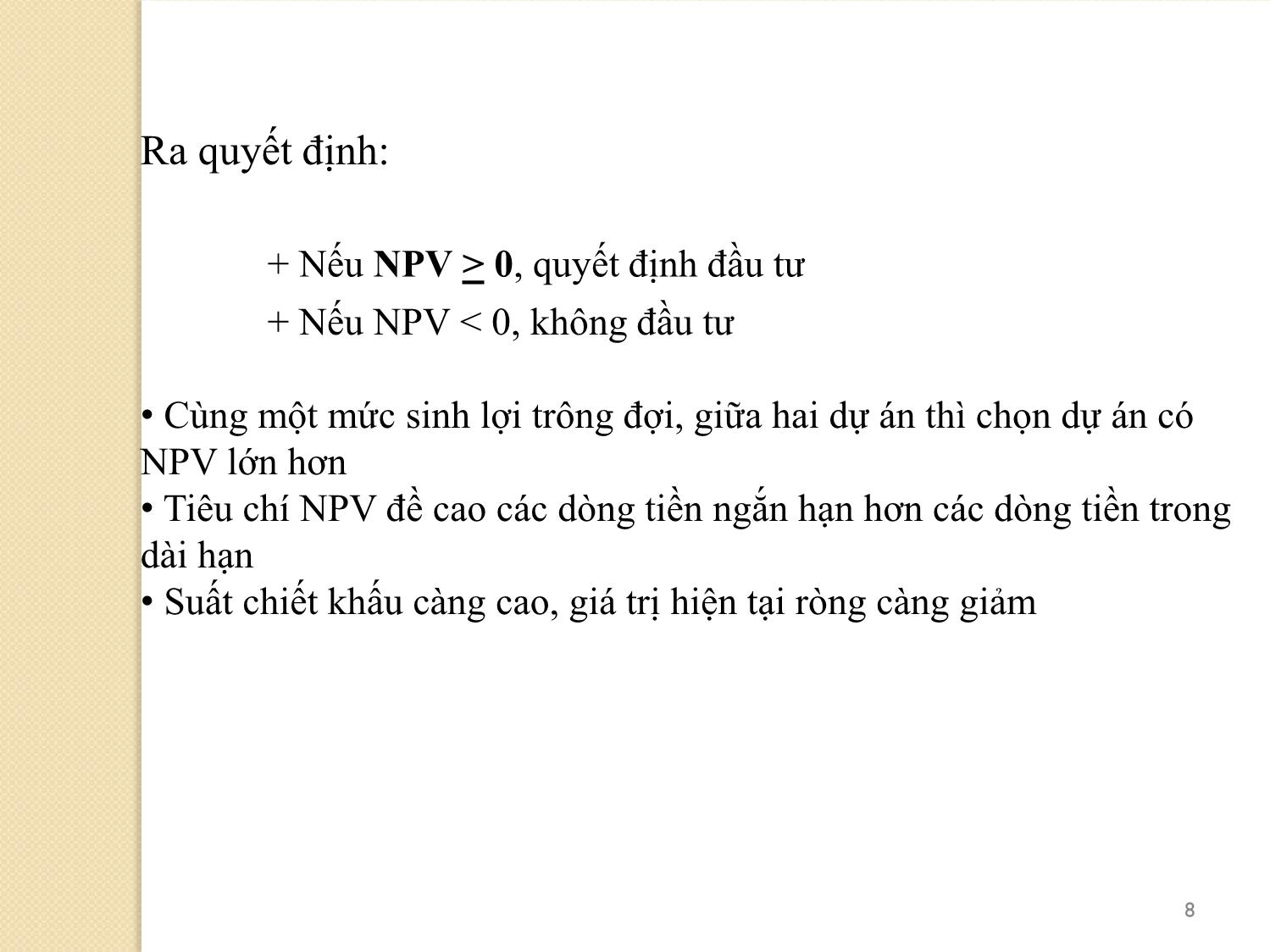 Bài giảng Phân tích tài chính - Chiết khấu ngân lưu. Giá trị hiện tại trang 8