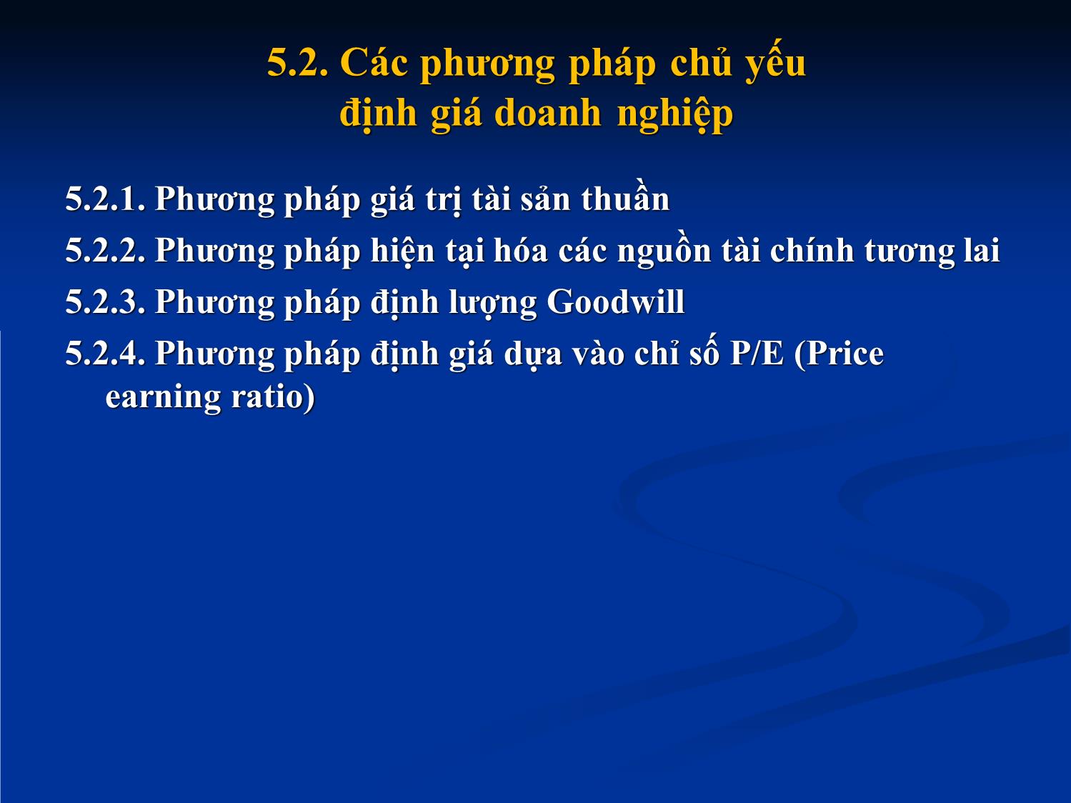 Bài giảng Tài chính doanh nghiệp - Chương 5: Định giá doanh nghiệp trang 10