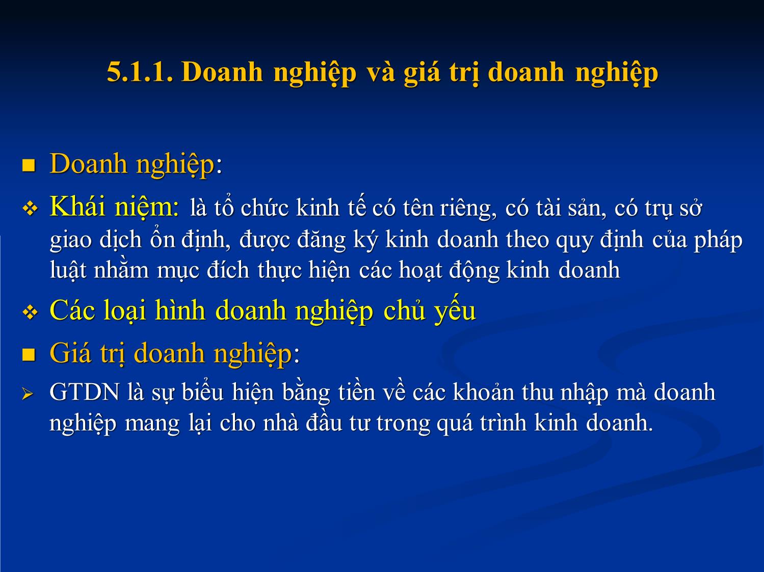 Bài giảng Tài chính doanh nghiệp - Chương 5: Định giá doanh nghiệp trang 4