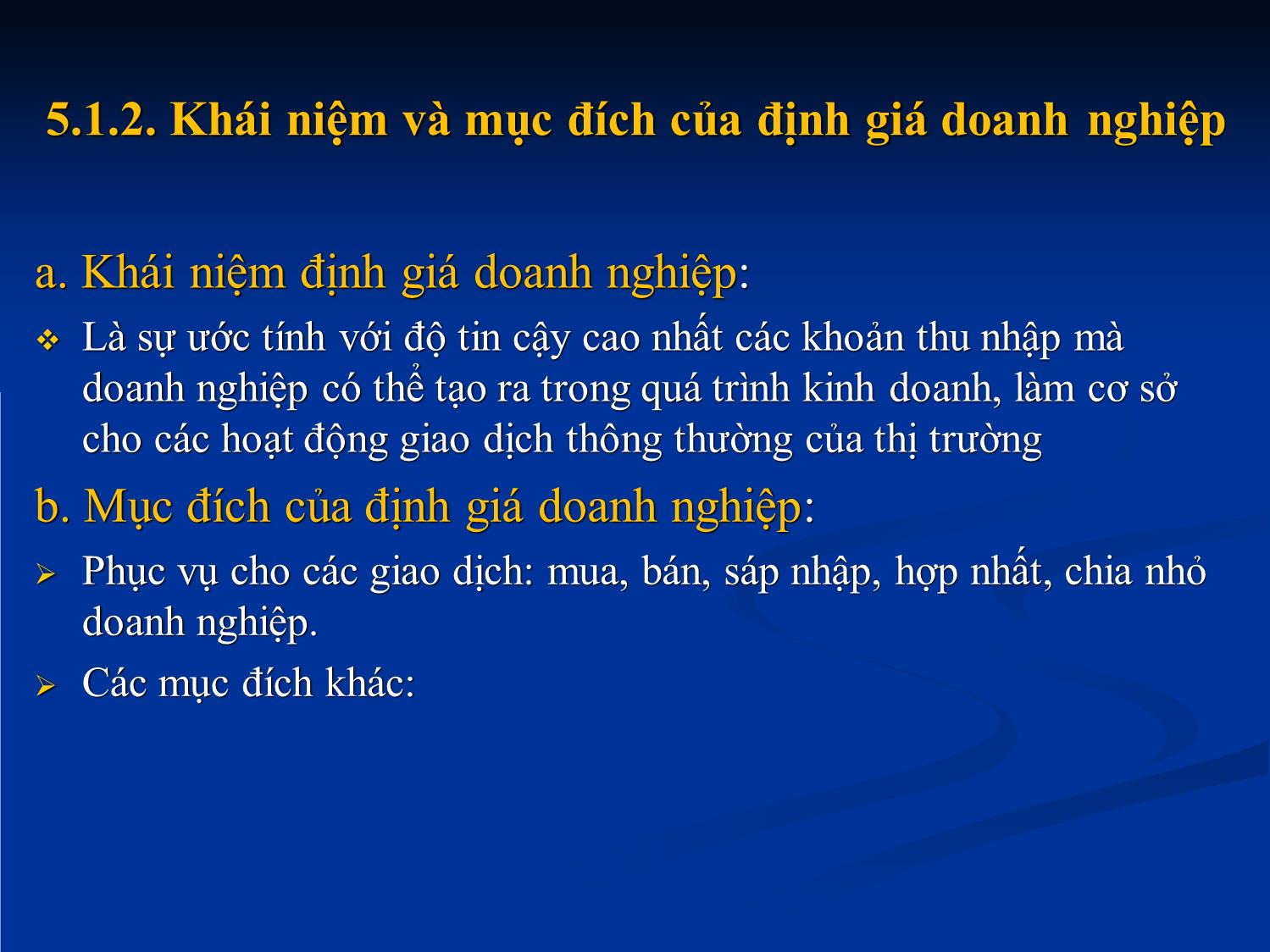 Bài giảng Tài chính doanh nghiệp - Chương 5: Định giá doanh nghiệp trang 5