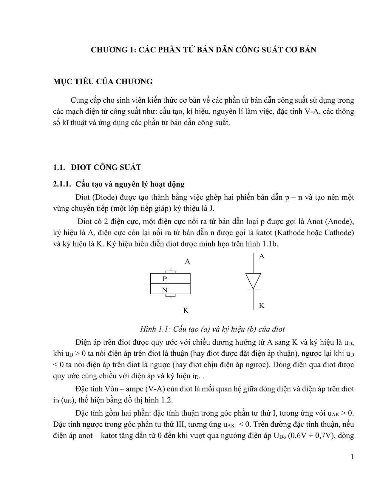 Giáo trình Điện tử công suất trang 1