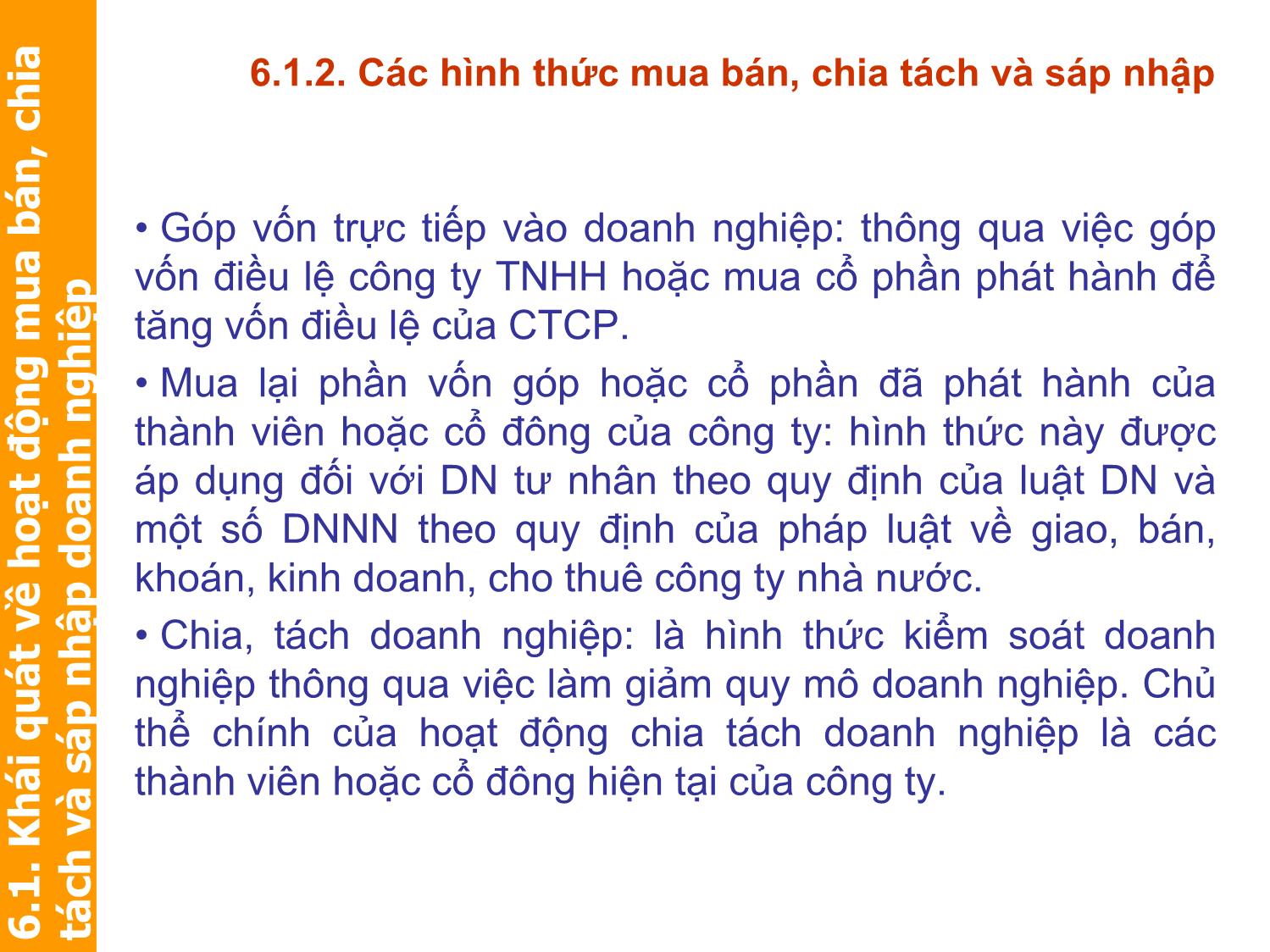 Bài giảng Định giá và chuyển nhượng thương hiệu - Chương 6: Quản trị tài sản thương hiệu trong mua bán, chia tách và sáp nhập doanh nghiệp trang 5