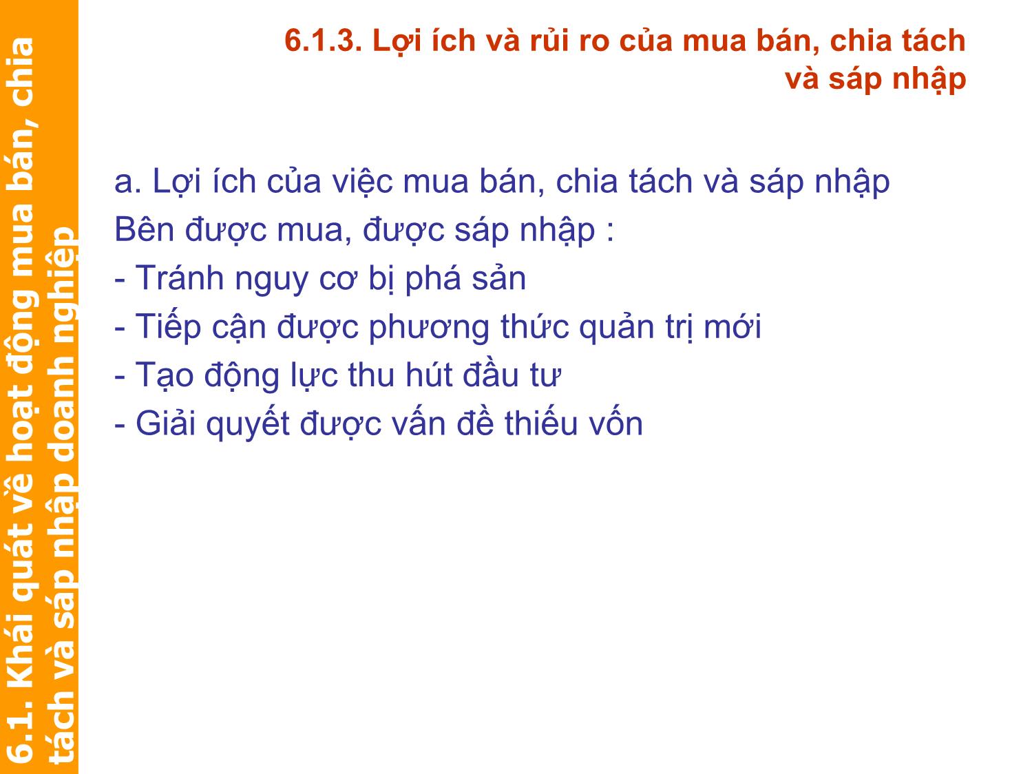 Bài giảng Định giá và chuyển nhượng thương hiệu - Chương 6: Quản trị tài sản thương hiệu trong mua bán, chia tách và sáp nhập doanh nghiệp trang 8