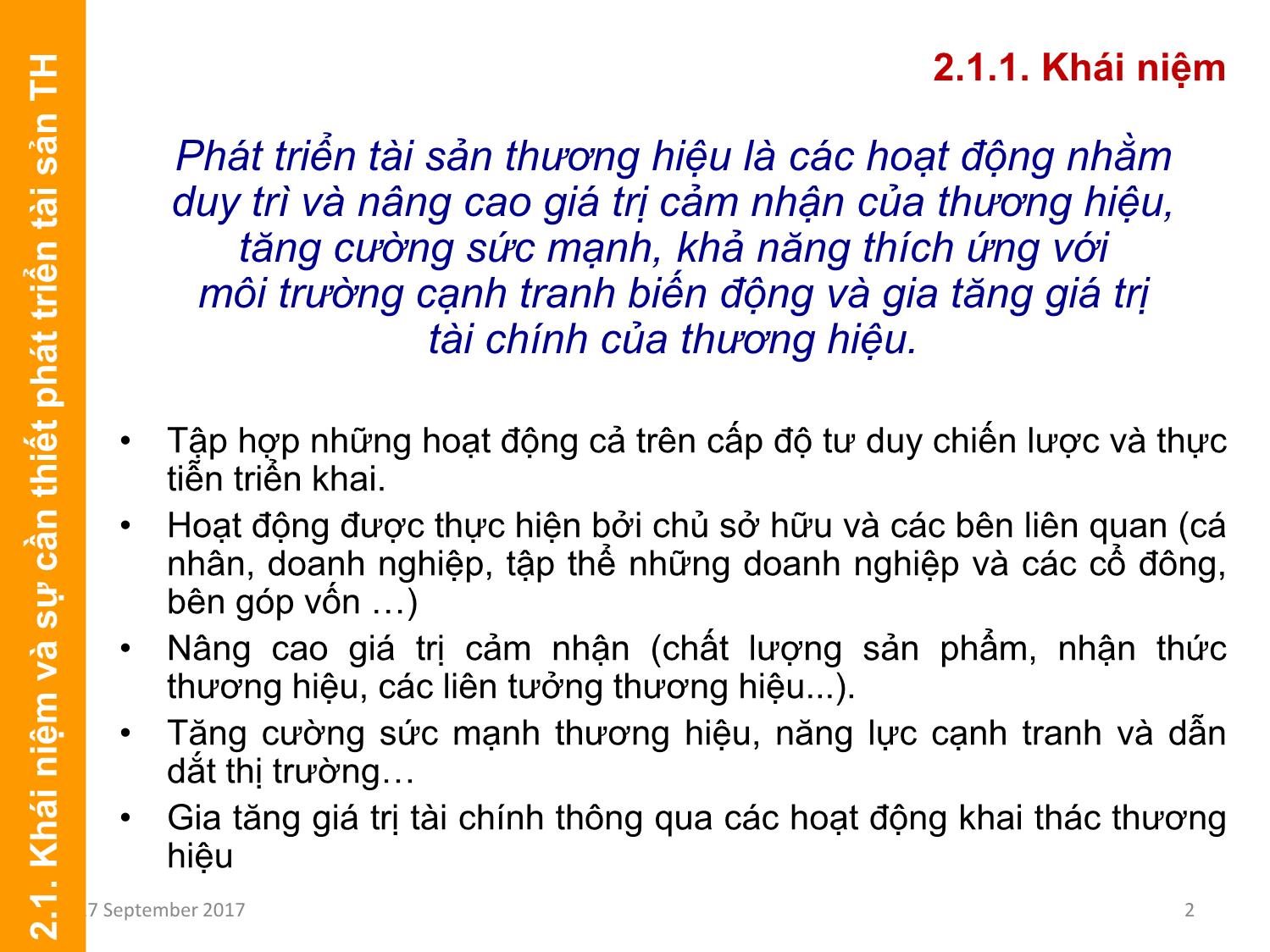 Bài giảng Định giá và chuyển nhượng thương hiệu - Chương 3: Phát triển tài sản thương hiệu trang 2