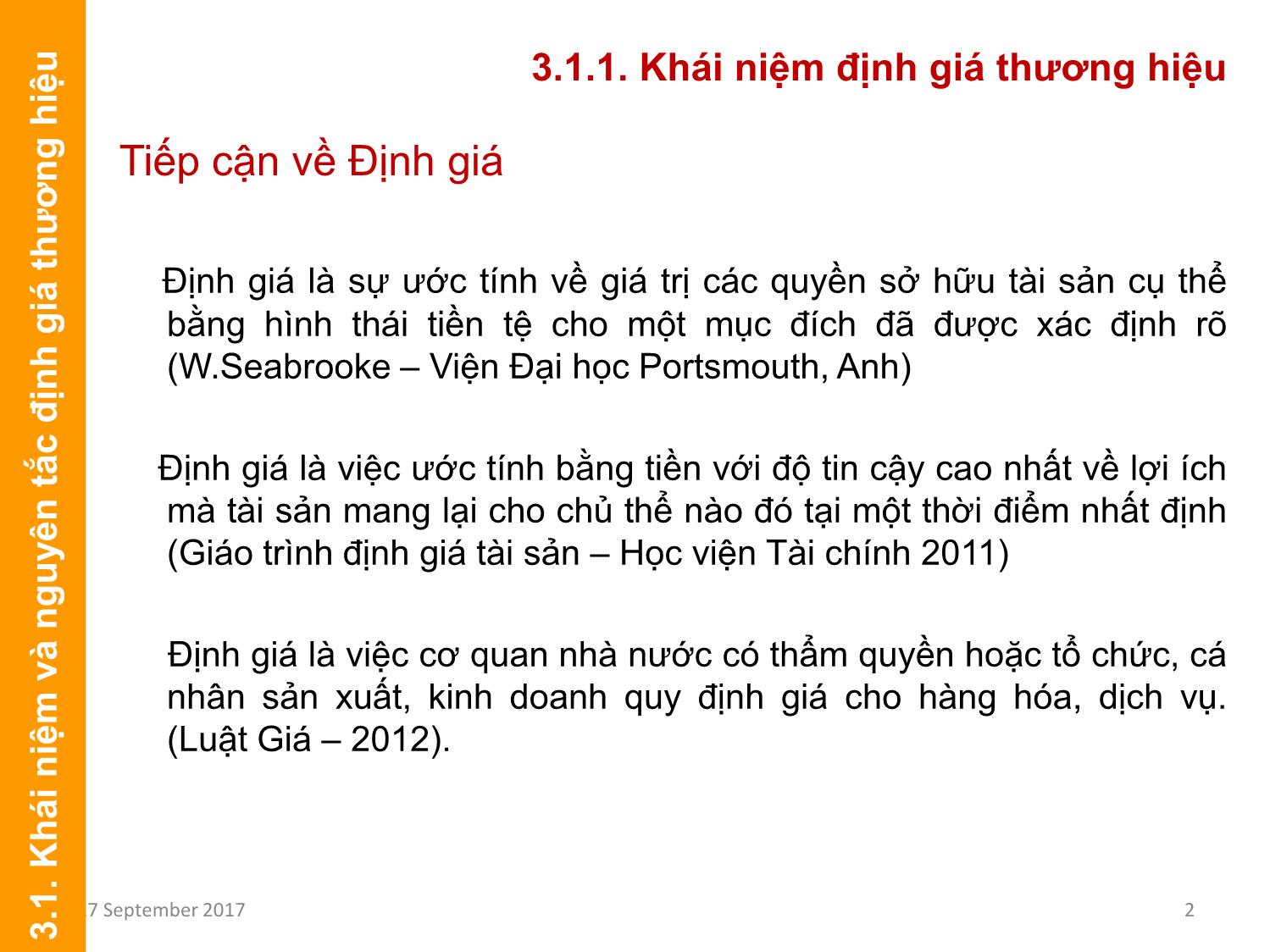 Bài giảng Định giá và chuyển nhượng thương hiệu - Chương 3: Định giá và thẩm định giá trị thương hiệu trang 2