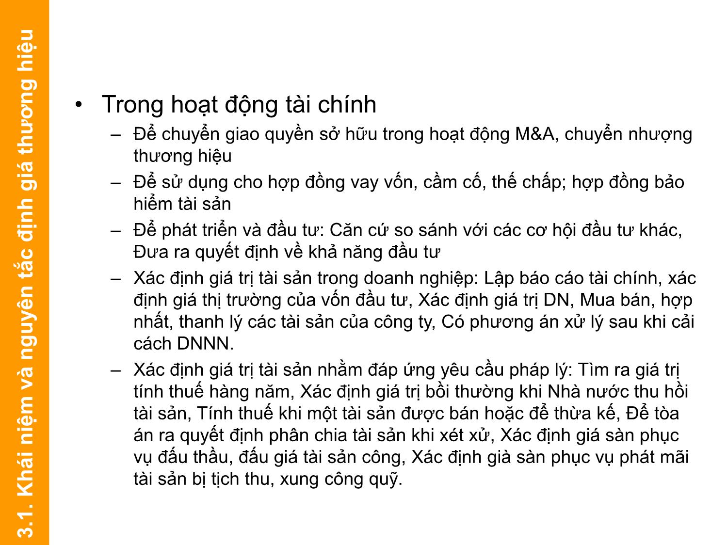 Bài giảng Định giá và chuyển nhượng thương hiệu - Chương 3: Định giá và thẩm định giá trị thương hiệu trang 7