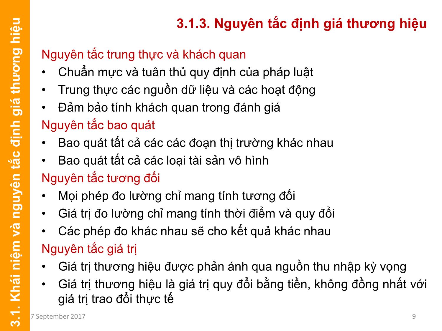 Bài giảng Định giá và chuyển nhượng thương hiệu - Chương 3: Định giá và thẩm định giá trị thương hiệu trang 9