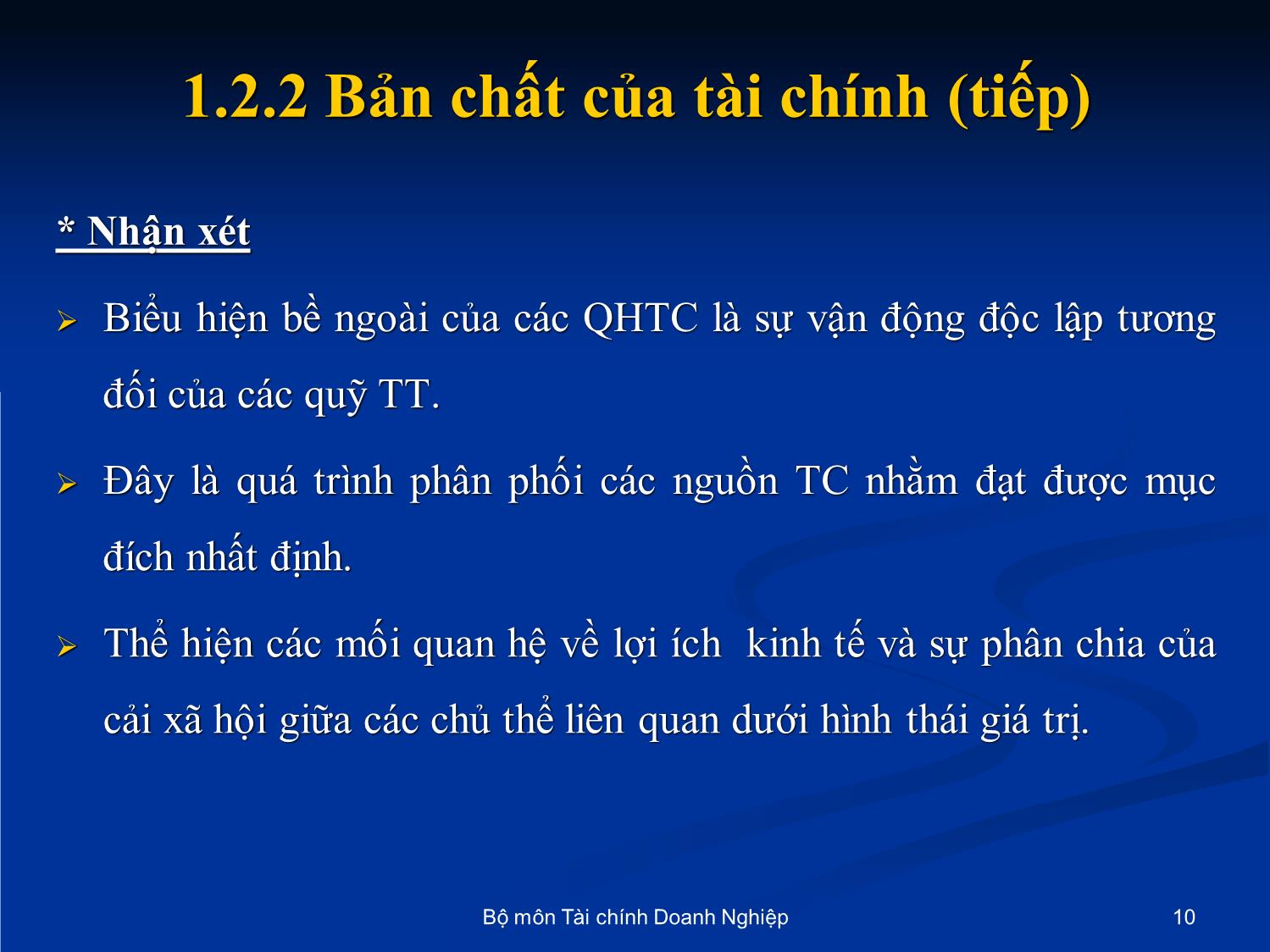 Bài giảng Nhập môn tài chính tiền tệ - Chương 1: Những vấn đề cơ bản về tài chính trang 10