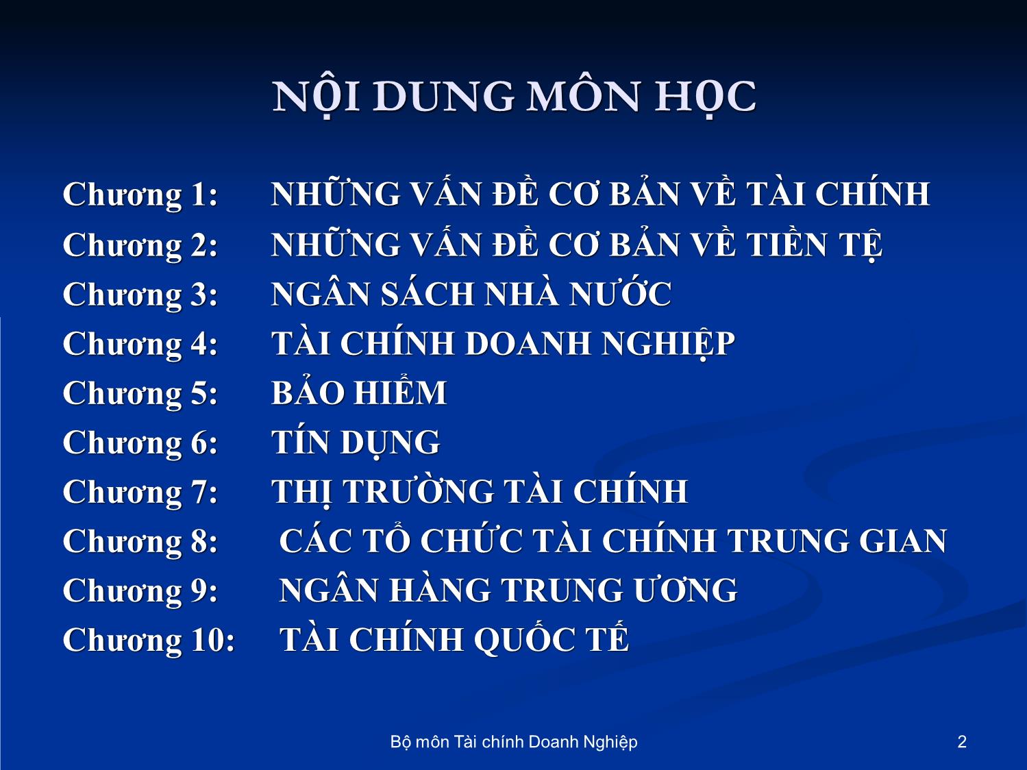 Bài giảng Nhập môn tài chính tiền tệ - Chương 1: Những vấn đề cơ bản về tài chính trang 2