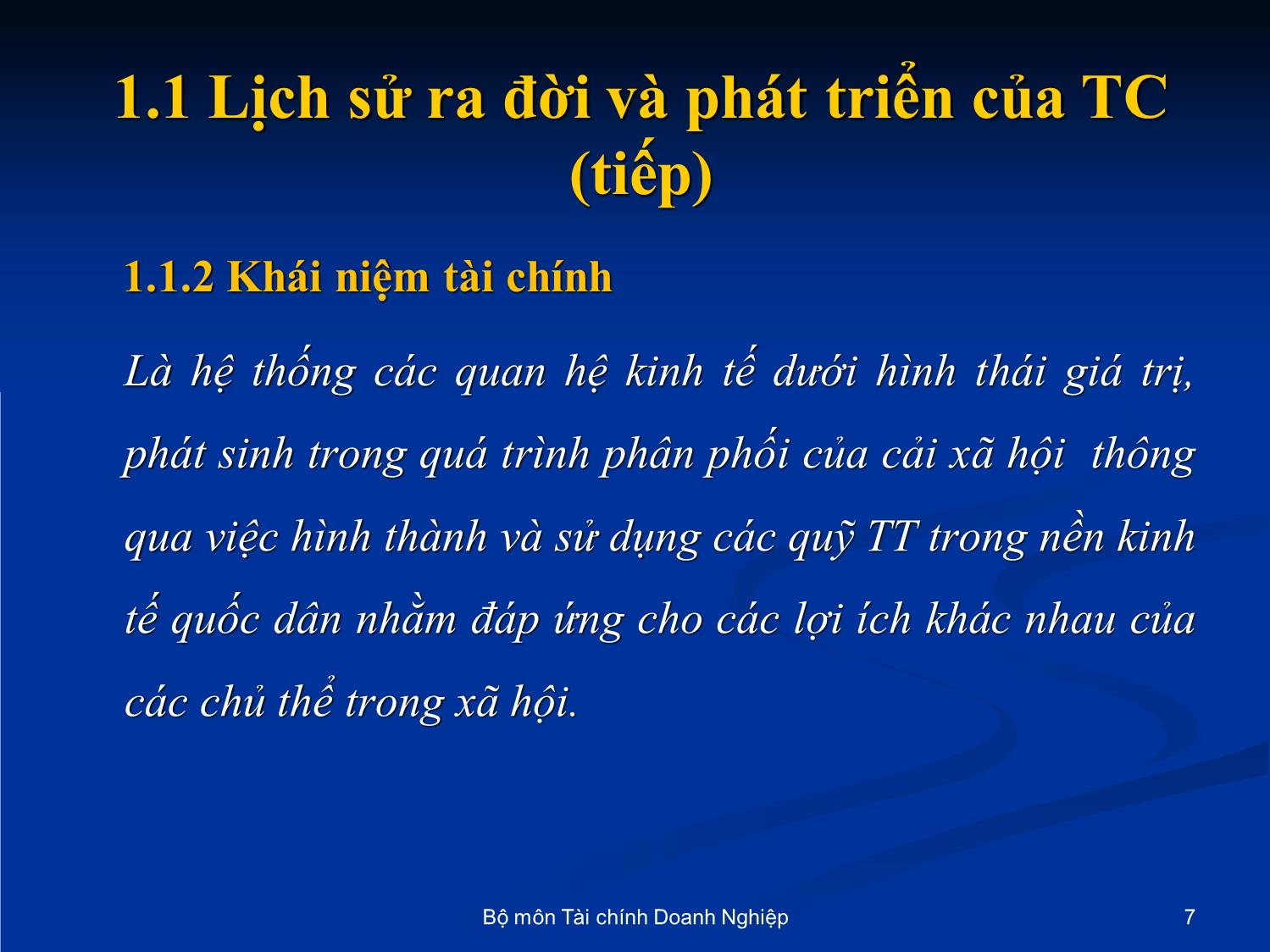 Bài giảng Nhập môn tài chính tiền tệ - Chương 1: Những vấn đề cơ bản về tài chính trang 7