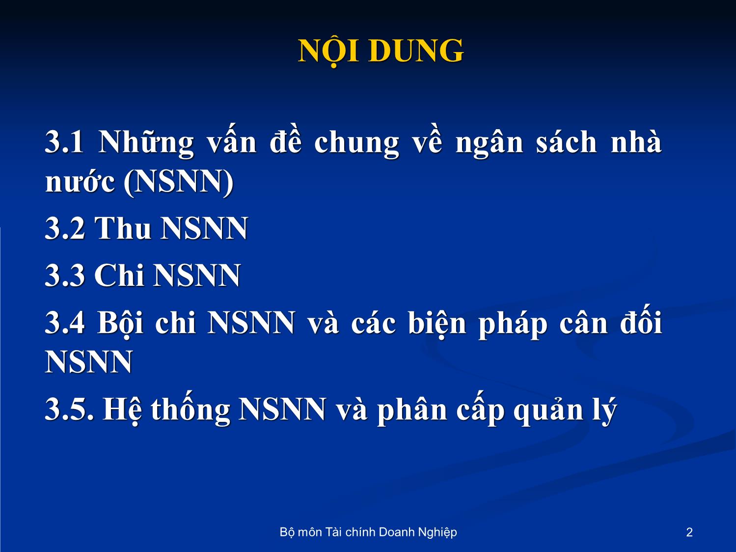 Bài giảng Nhập môn tài chính tiền tệ - Chương 3: Ngân sách nhà nước trang 2