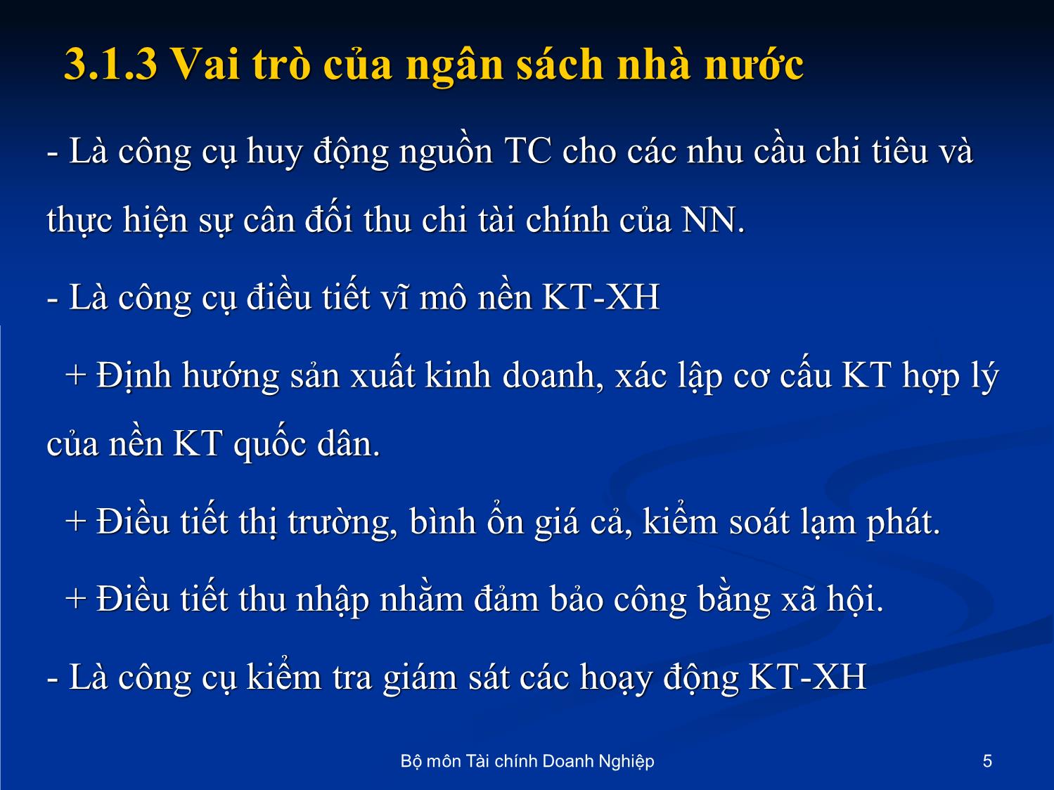 Bài giảng Nhập môn tài chính tiền tệ - Chương 3: Ngân sách nhà nước trang 5