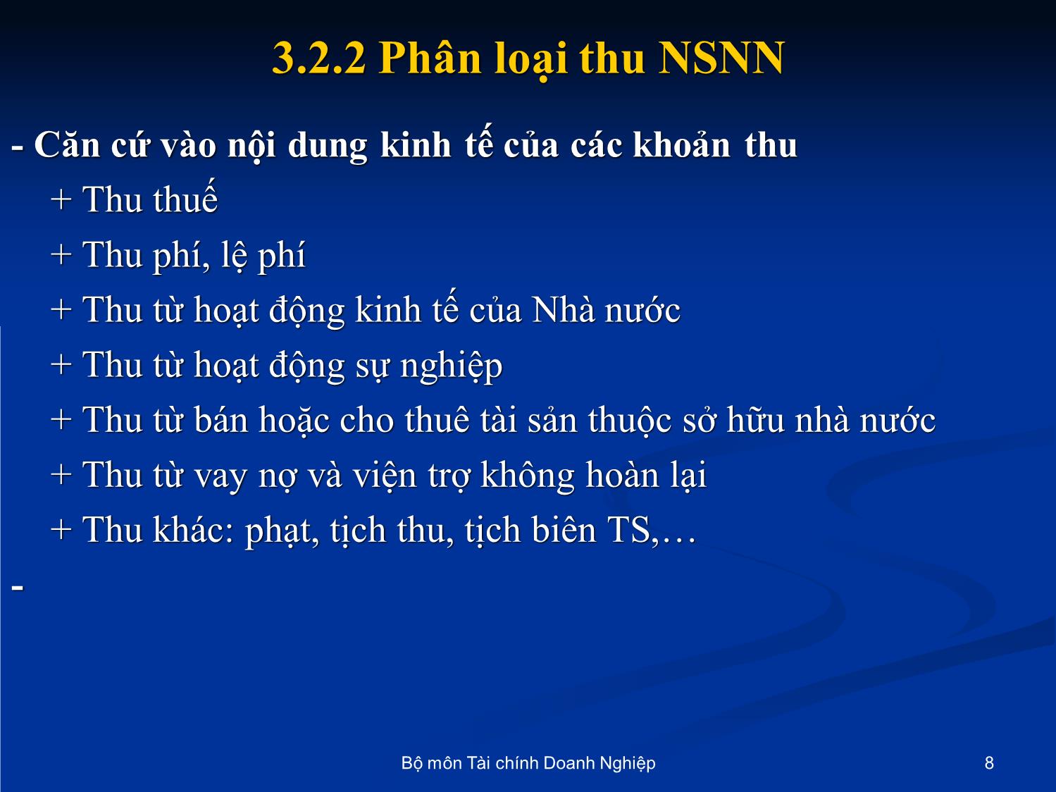 Bài giảng Nhập môn tài chính tiền tệ - Chương 3: Ngân sách nhà nước trang 8