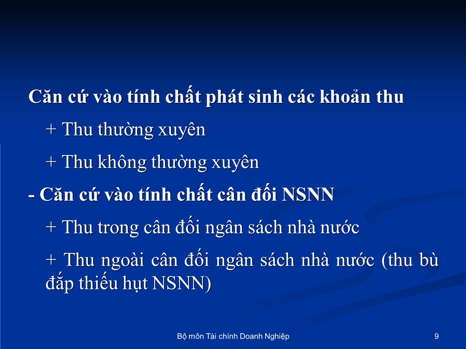 Bài giảng Nhập môn tài chính tiền tệ - Chương 3: Ngân sách nhà nước trang 9