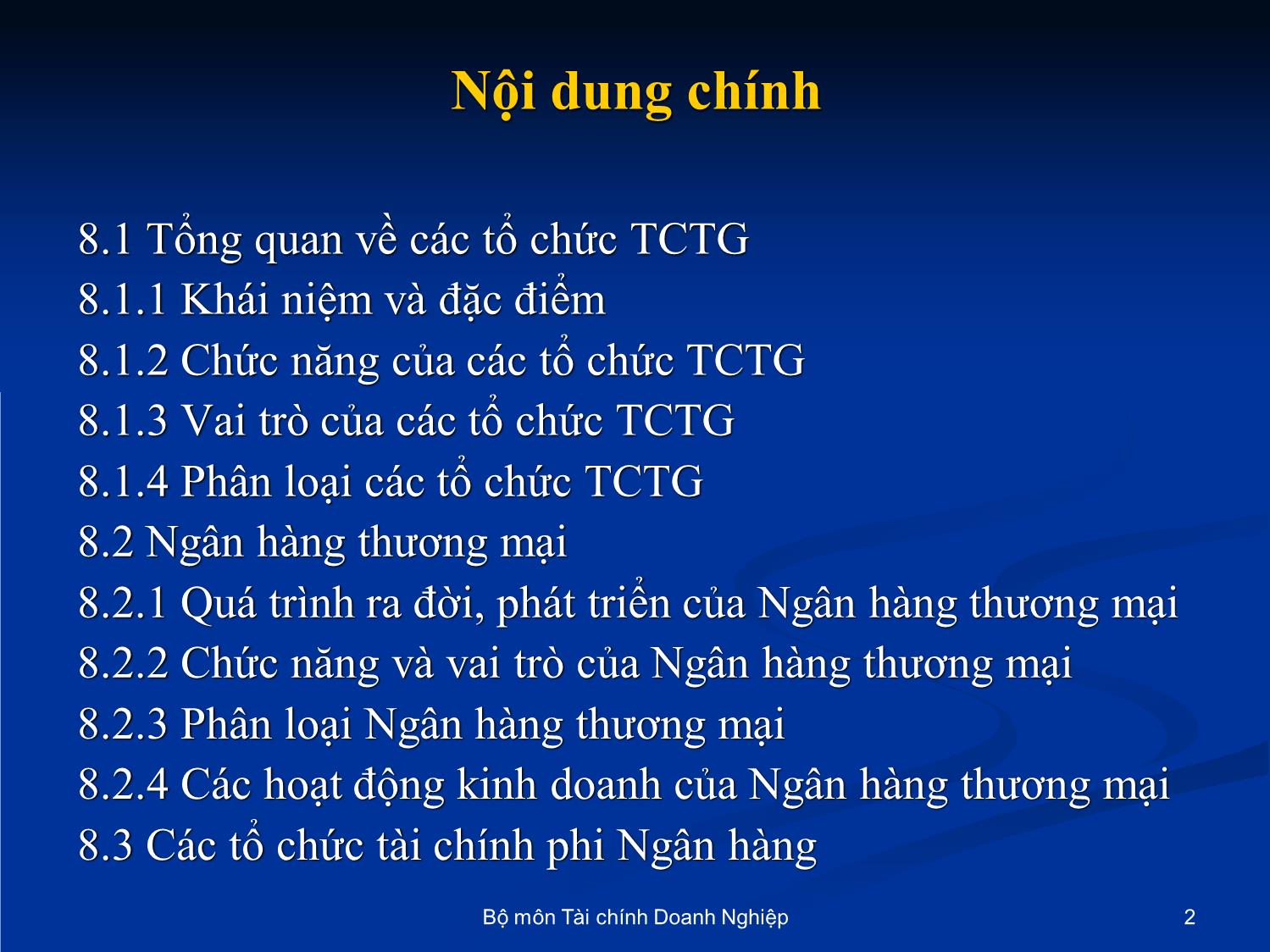 Bài giảng Nhập môn tài chính tiền tệ - Chương 8: Các tổ chức tài chính trung gian trang 2