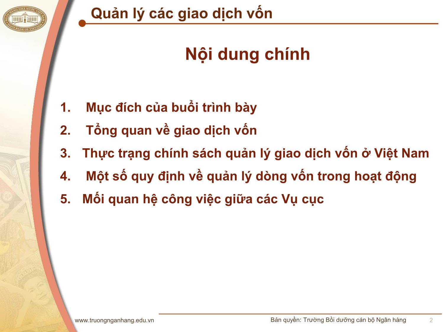 Bài giảng Quản lý ngoại hối - Quản lý giao dịch vốn trang 2