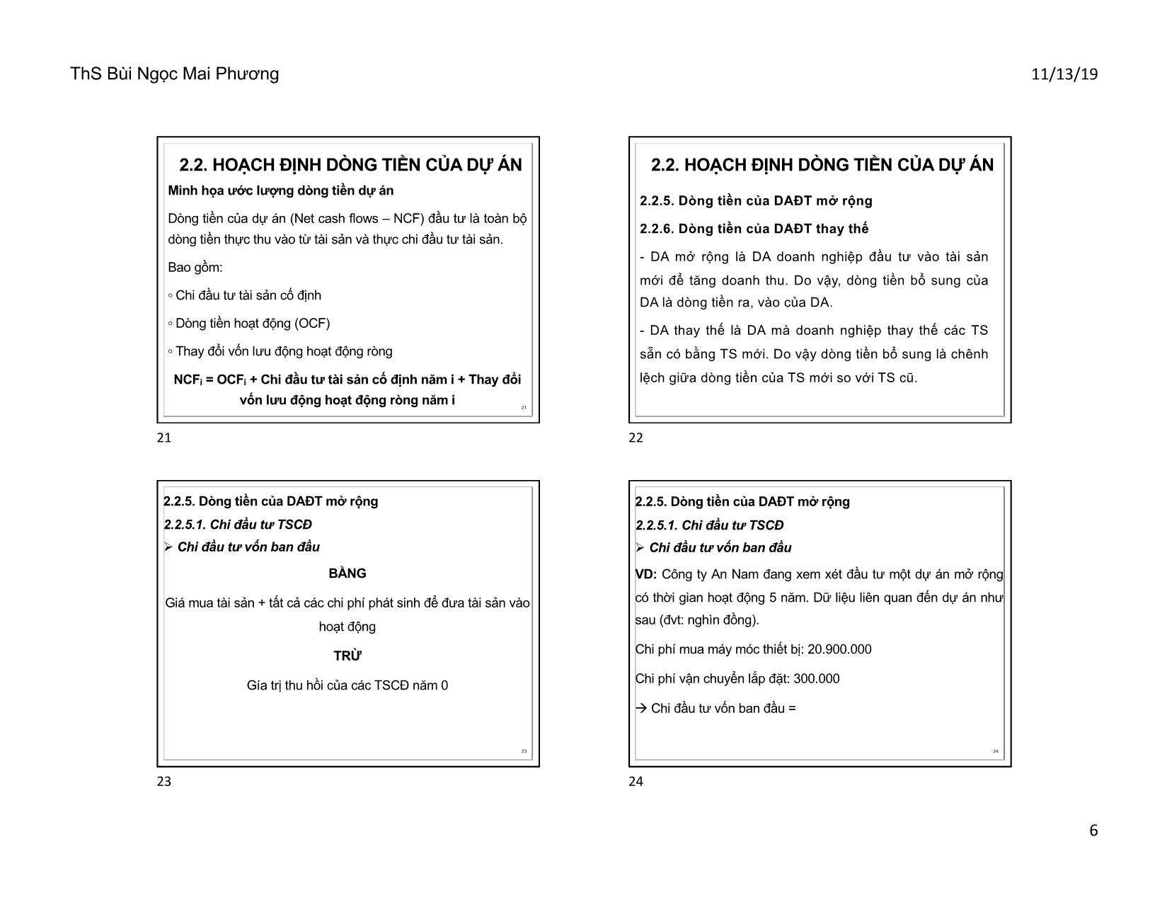 Bài giảng Quản trị tài chính doanh nghiệp - Chương 2: Hoạch định ngân sách vốn đầu tư - Bùi Ngọc Mai Phương trang 6