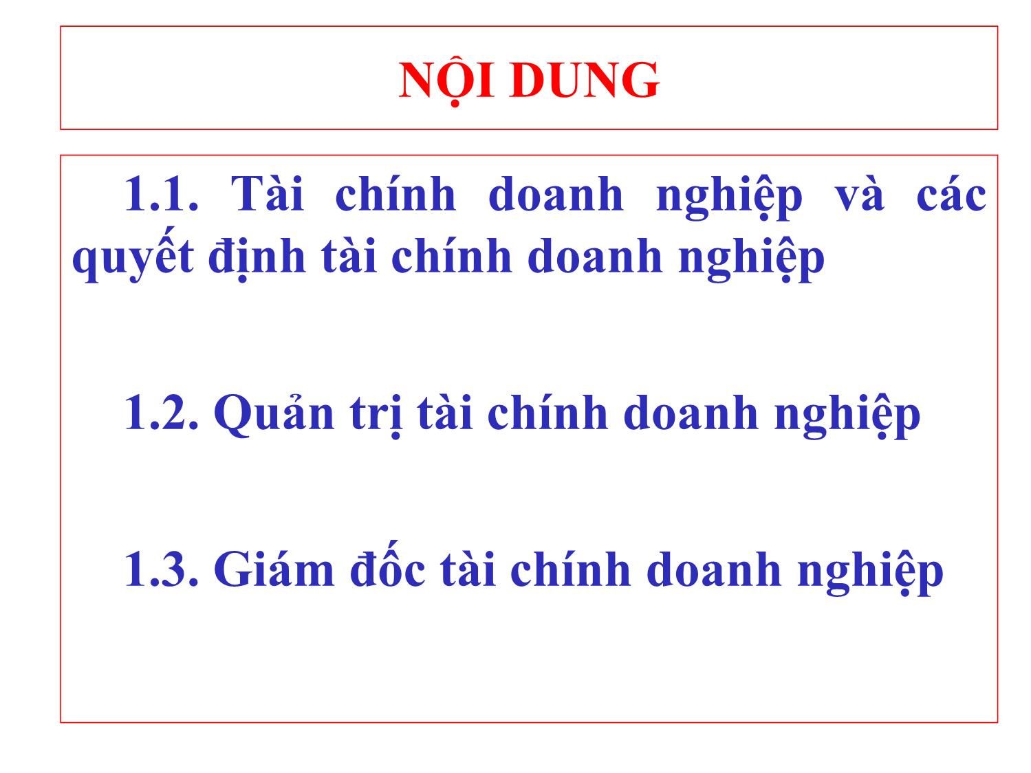 Bài giảng Tài chính doanh nghiệp - Chương 1: Tài chính doanh nghiệp và quản trị tài chính doanh nghiệp trang 2