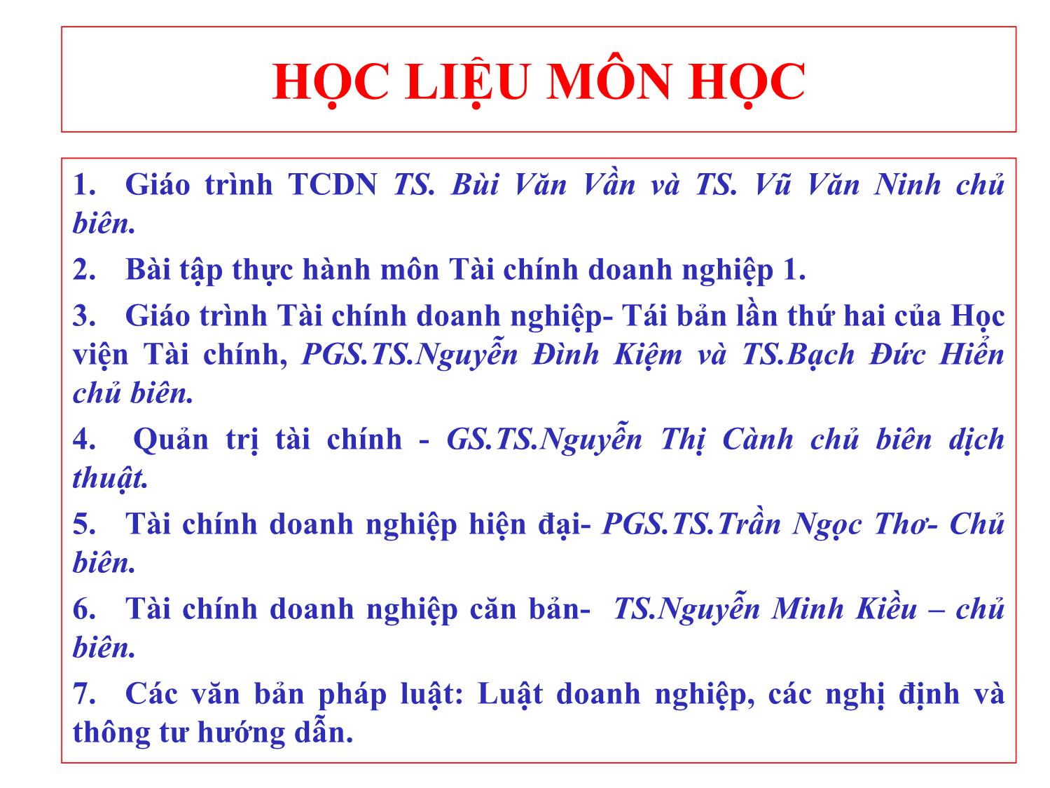 Bài giảng Tài chính doanh nghiệp - Chương 1: Tài chính doanh nghiệp và quản trị tài chính doanh nghiệp trang 3