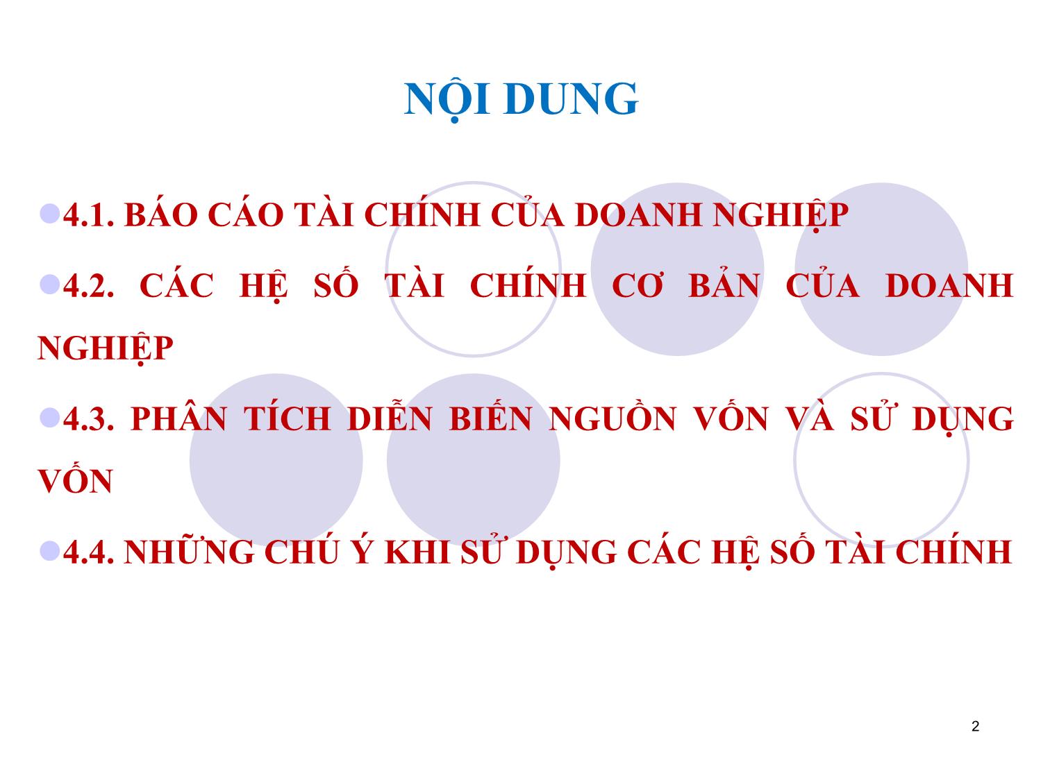 Bài giảng Tài chính doanh nghiệp - Chương 4: Báo cáo tài chính các hệ số tài chính của doanh nghiệp trang 2