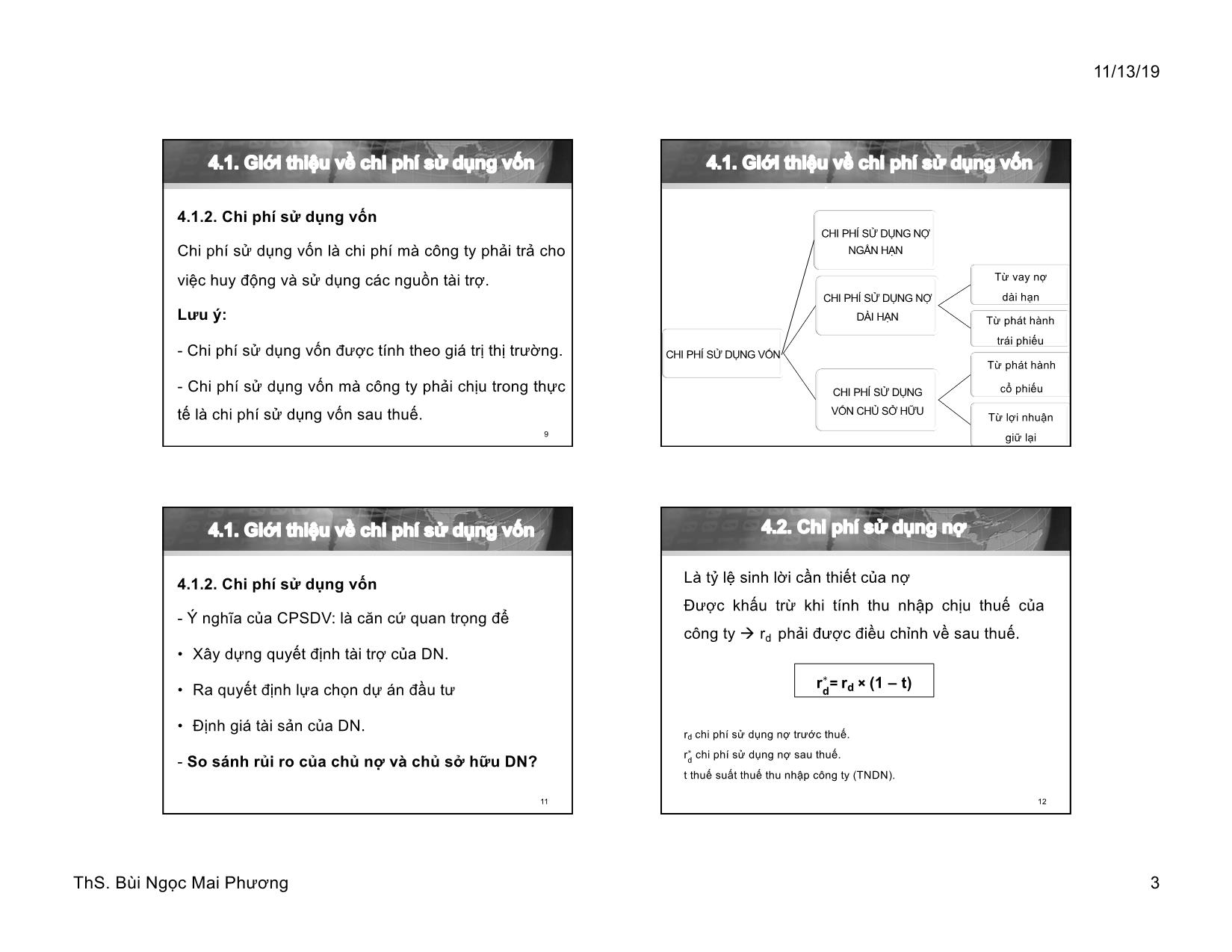 Bài giảng Tài chính doanh nghiệp - Chương 4: Chi phí sử dụng vốn của doang nghiệp - Bùi Ngọc Mai Phương trang 3