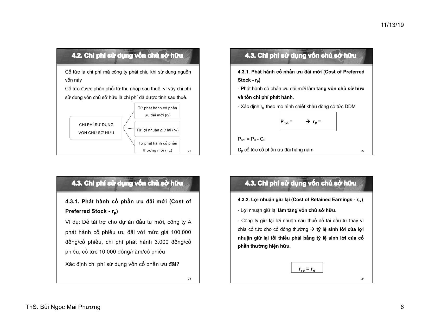 Bài giảng Tài chính doanh nghiệp - Chương 4: Chi phí sử dụng vốn của doang nghiệp - Bùi Ngọc Mai Phương trang 6