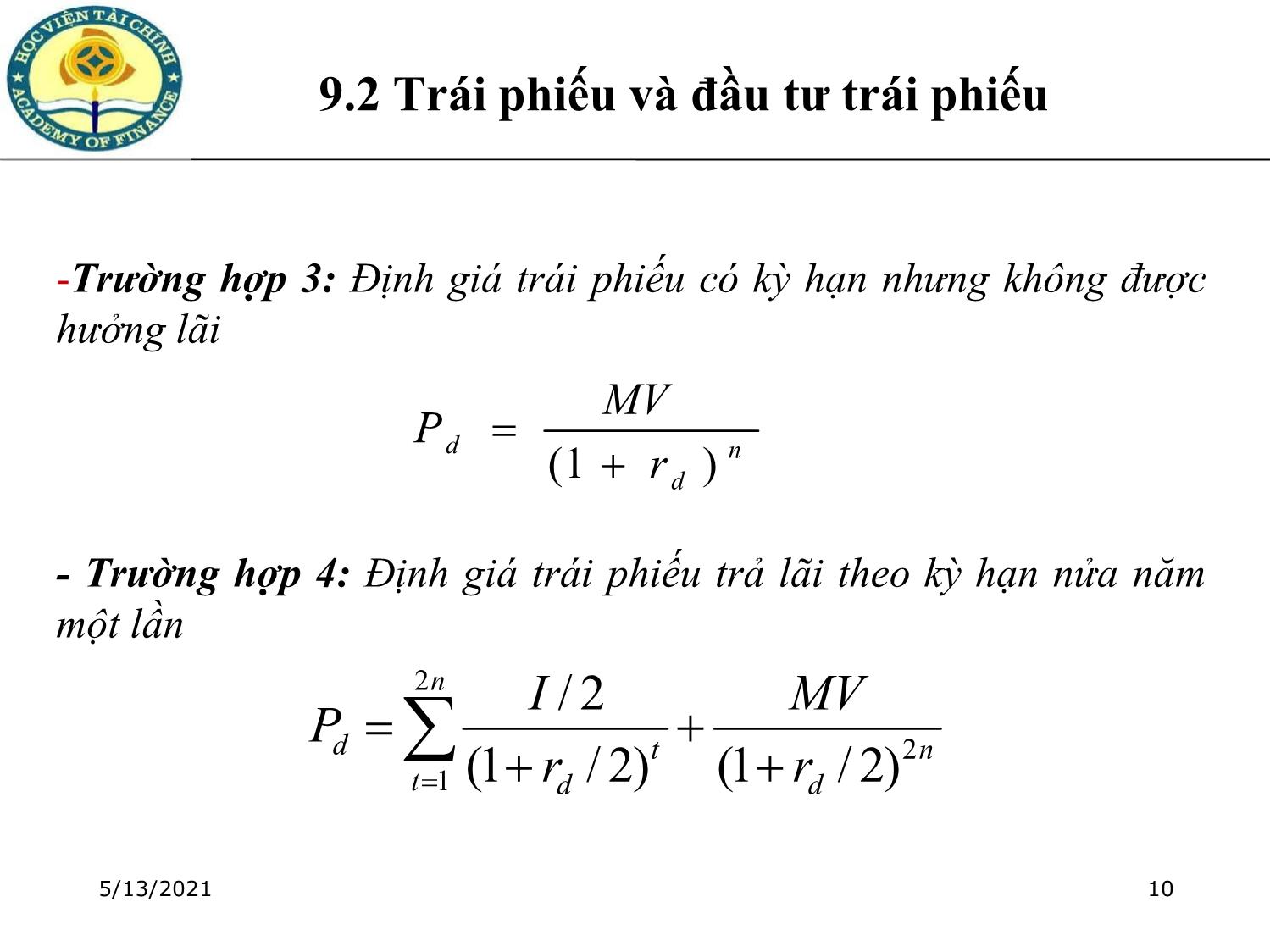 Bài giảng Tài chính doanh nghiệp - Chương 9: Đầu tư tài chính của doanh nghiệp trang 10