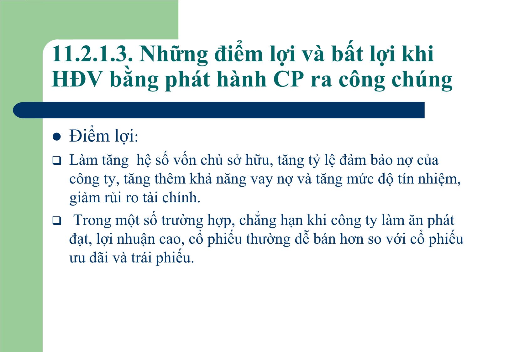 Bài giảng Tài chính doanh nghiệp - Chương 11: Nguồn vốn dài hạn của doanh nghiệp trang 10