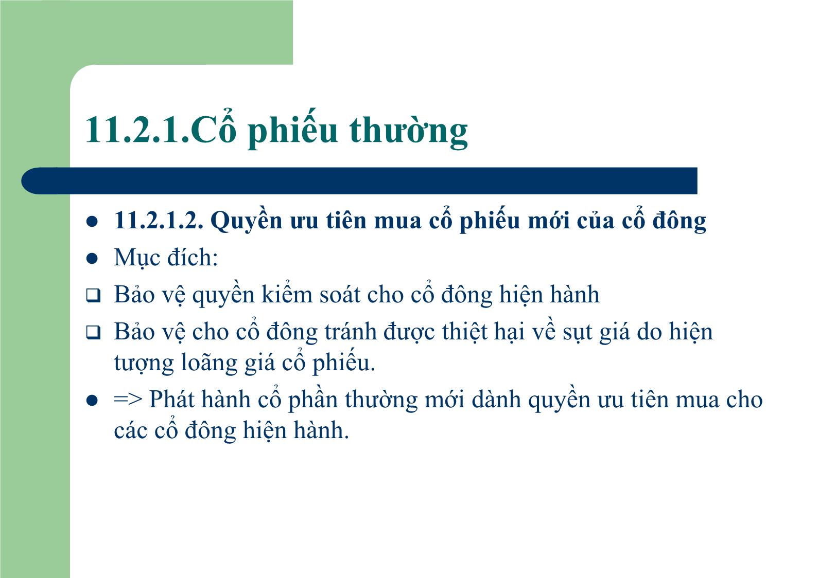 Bài giảng Tài chính doanh nghiệp - Chương 11: Nguồn vốn dài hạn của doanh nghiệp trang 6