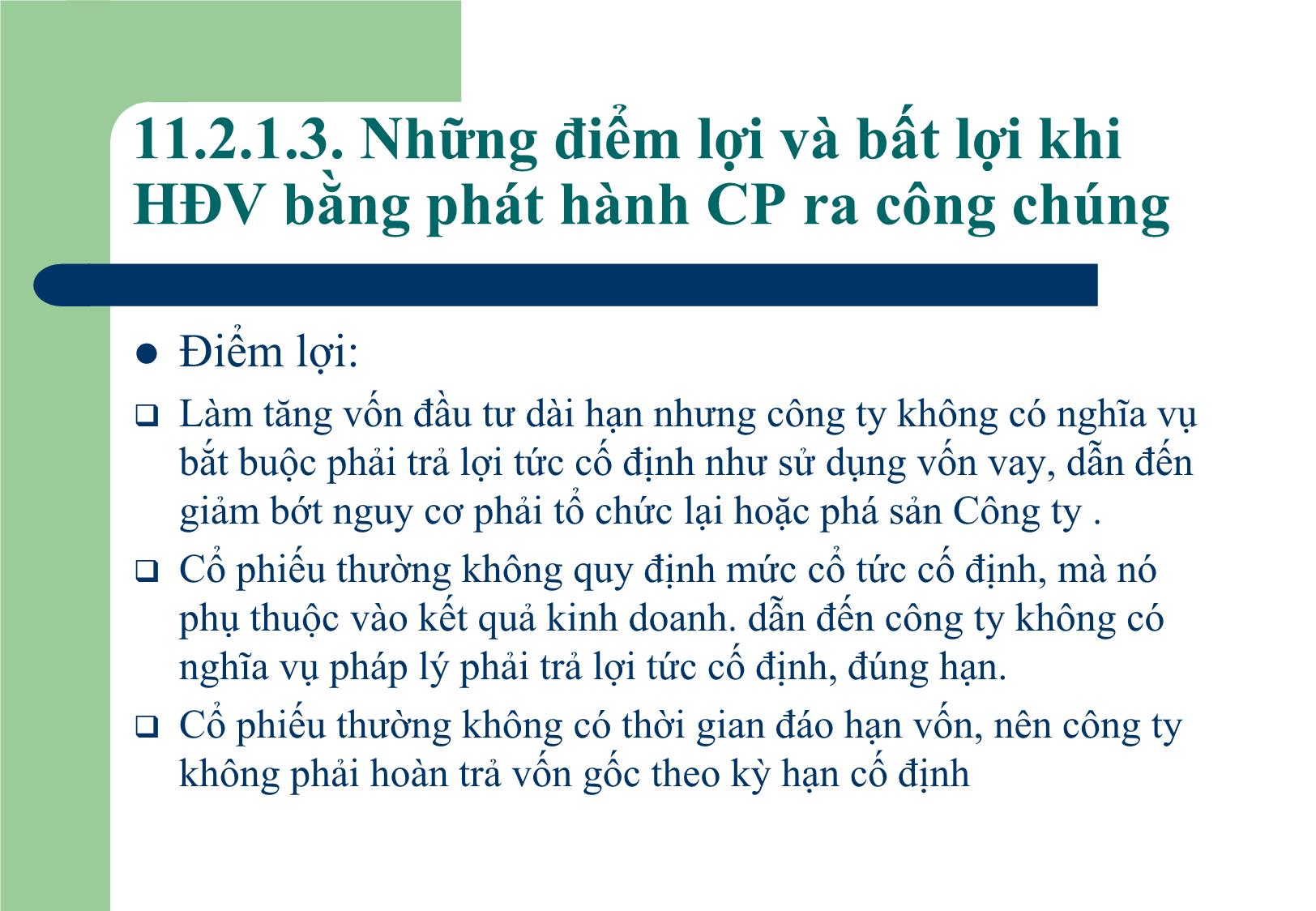 Bài giảng Tài chính doanh nghiệp - Chương 11: Nguồn vốn dài hạn của doanh nghiệp trang 9