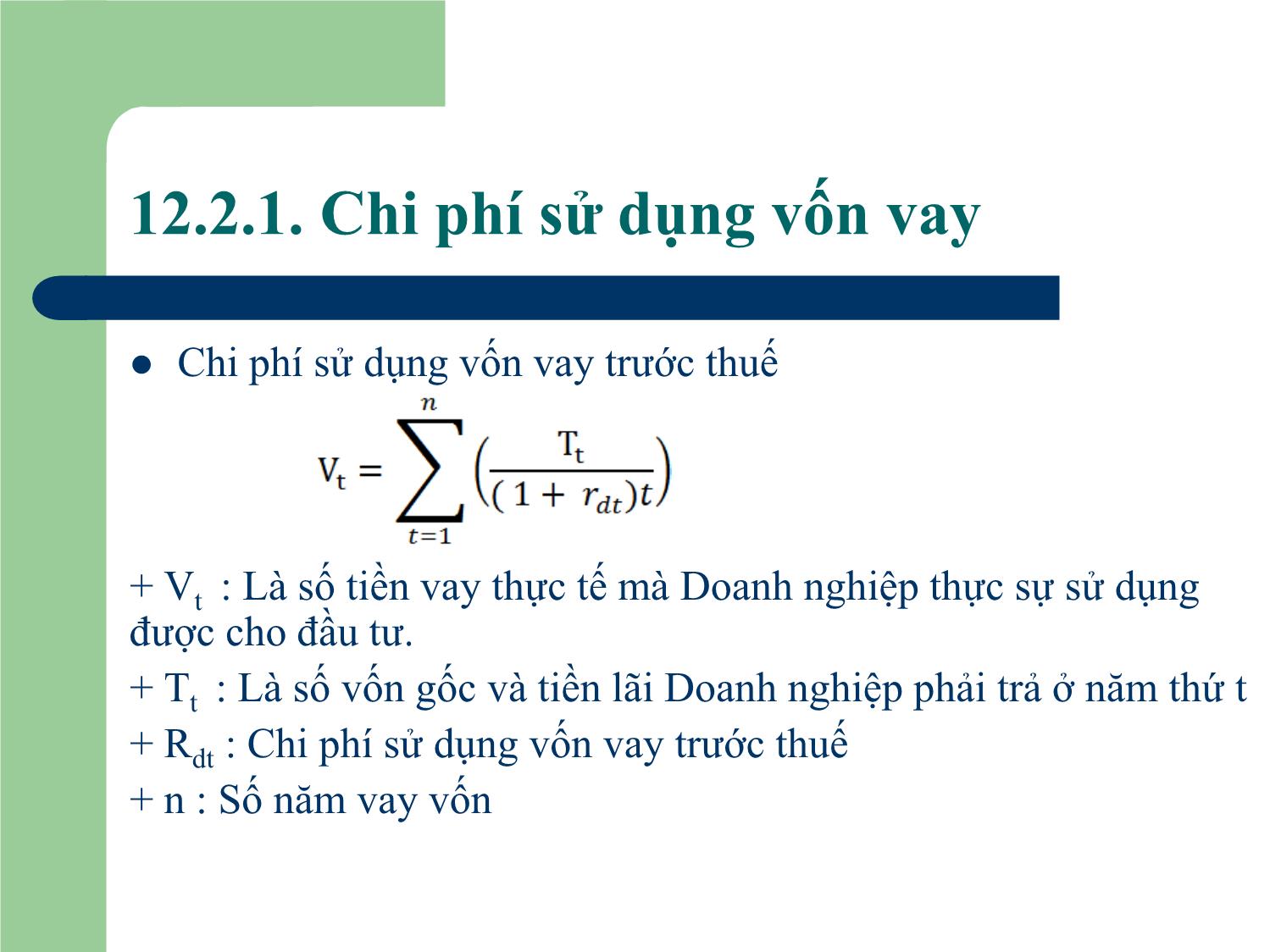 Bài giảng Tài chính doanh nghiệp - Chương 12: Chi phí sử dụng vốn của doanh nghiệp trang 8