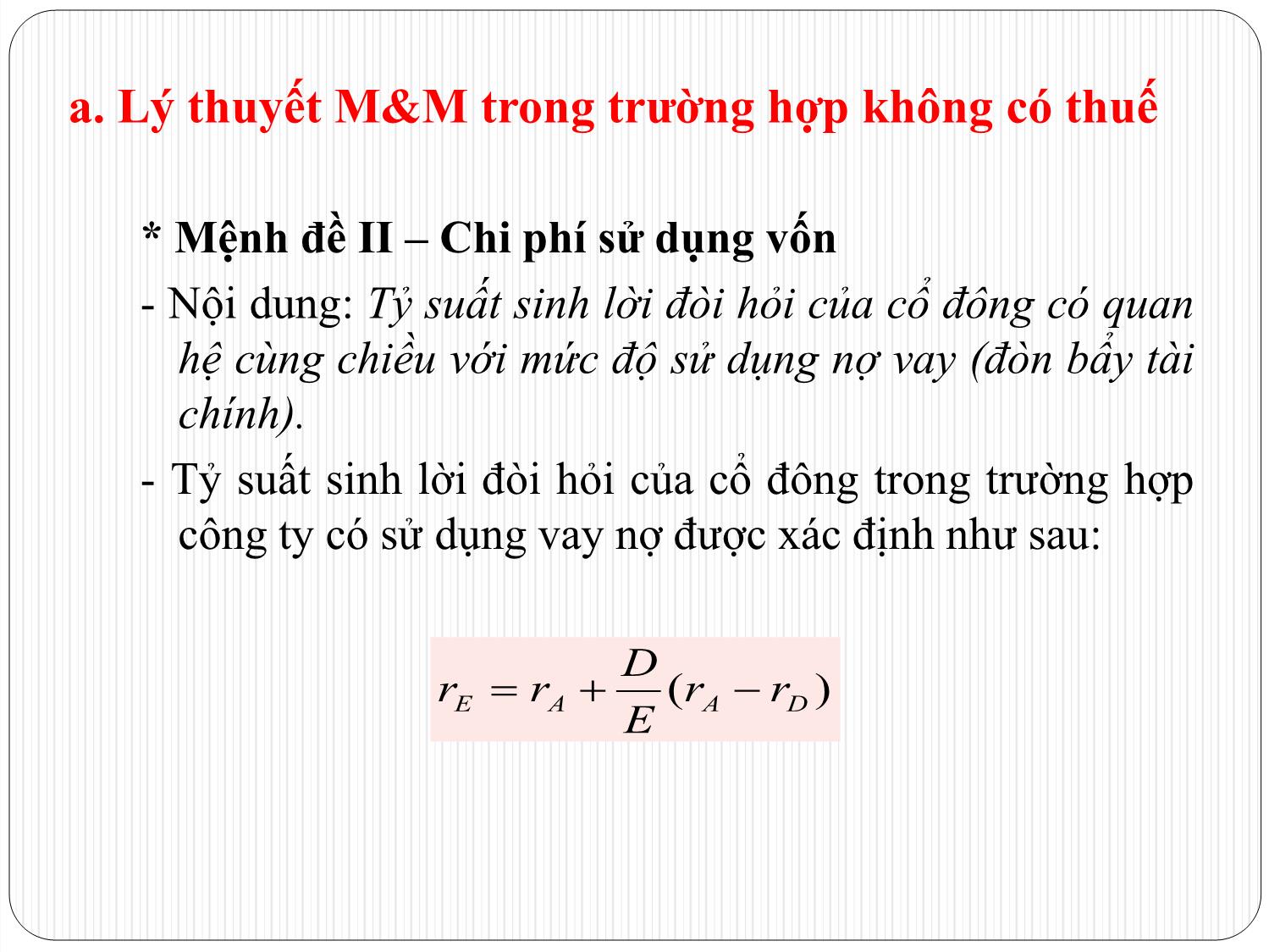 Bài giảng Tài chính doanh nghiệp - Chương 13: Đòn bẩy tài chính và chính sách vay nợ của doanh nghiệp trang 5