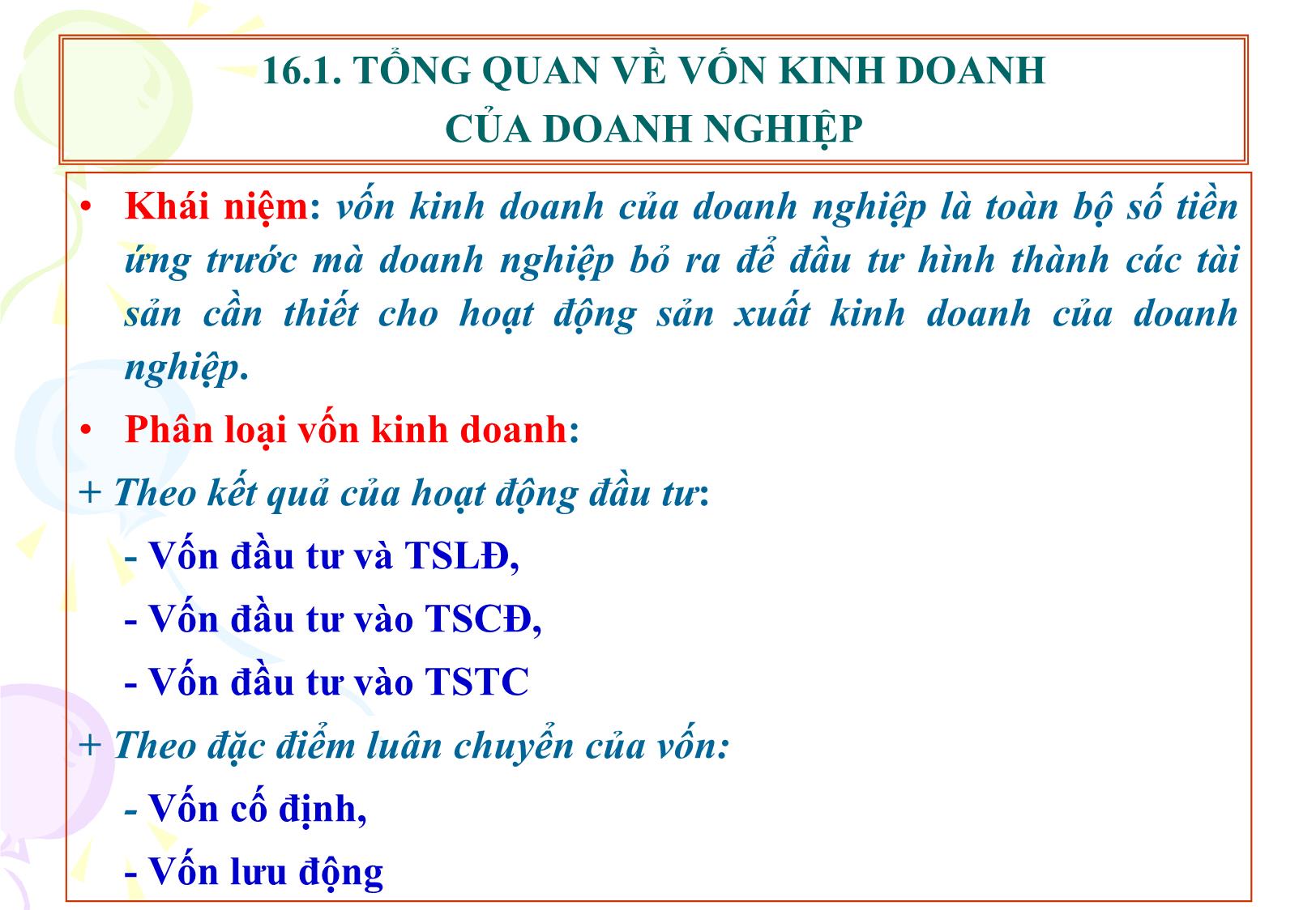 Bài giảng Tài chính doanh nghiệp - Chương 16: Quản trị vốn kinh doanh của doanh nghiệp trang 4