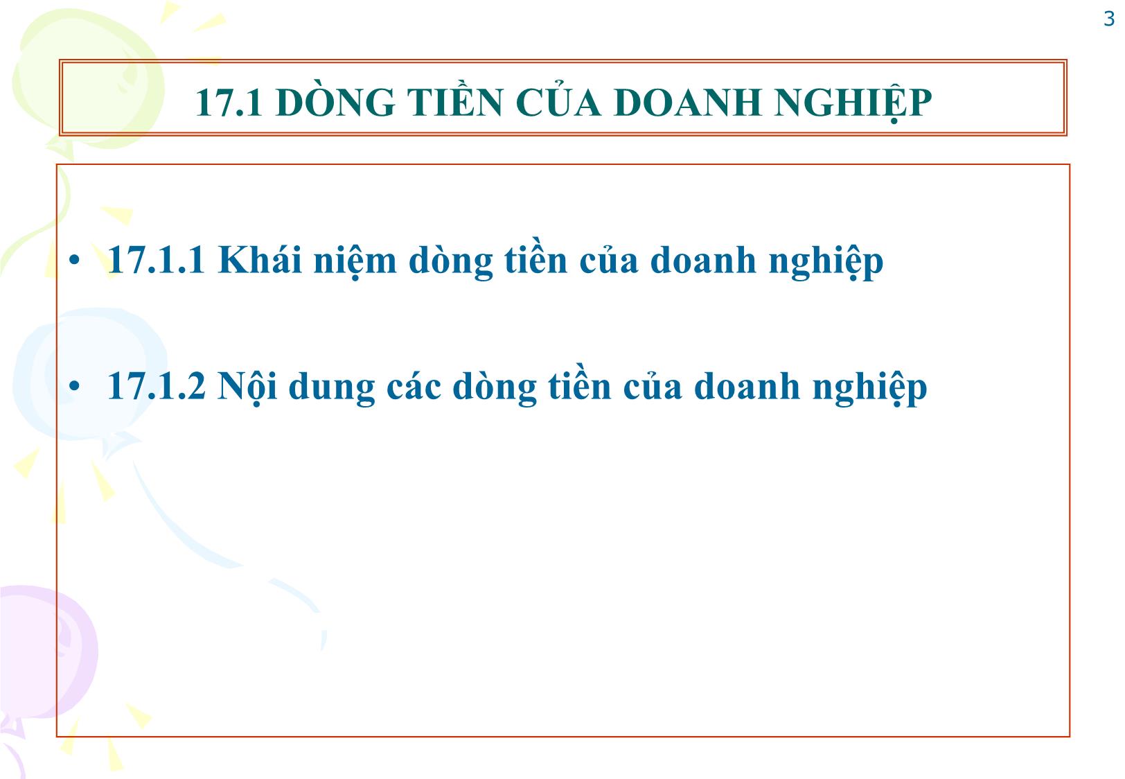 Bài giảng Tài chính doanh nghiệp - Chương 17: Quản trị dòng tiền của doanh nghiệp trang 3