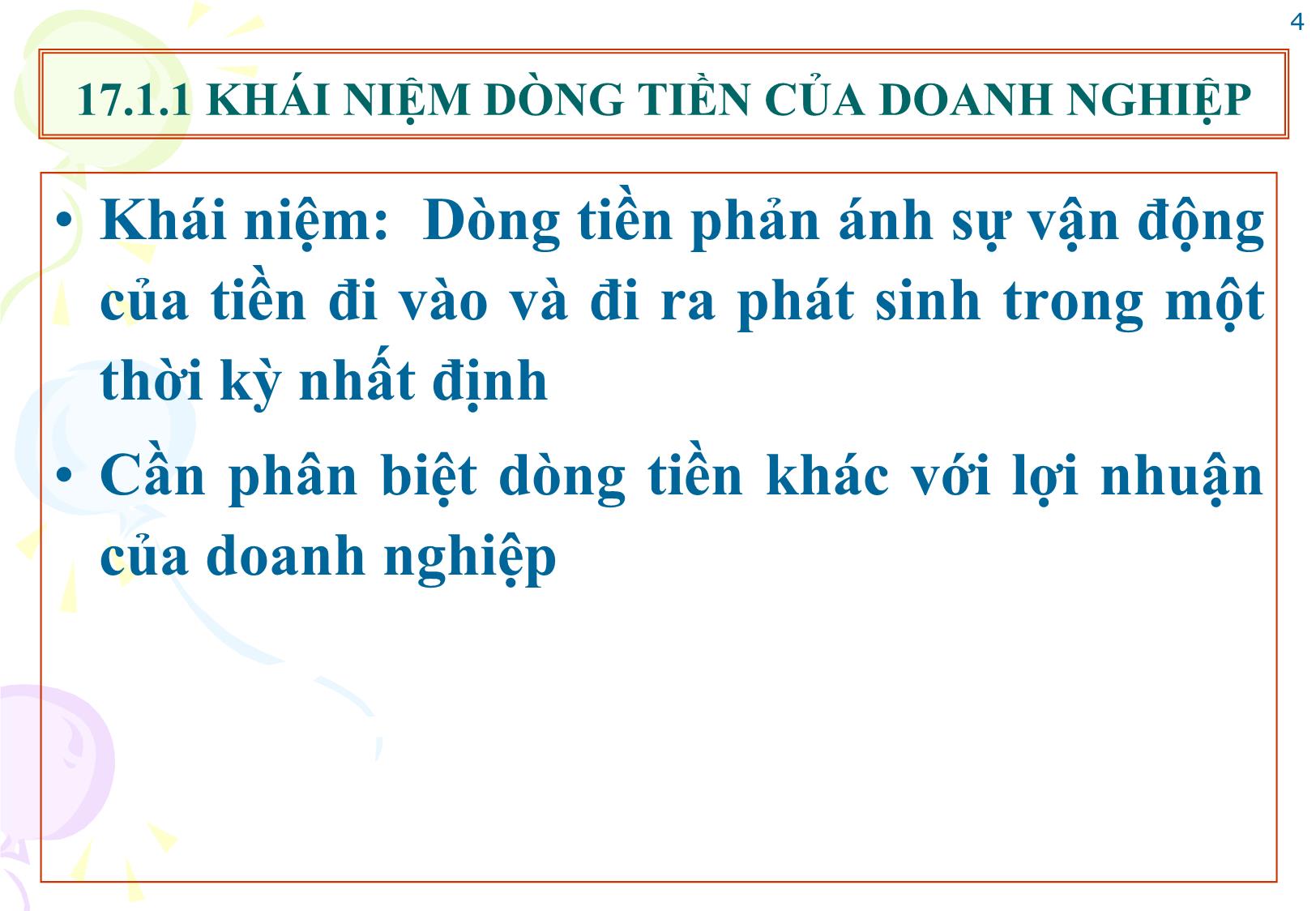 Bài giảng Tài chính doanh nghiệp - Chương 17: Quản trị dòng tiền của doanh nghiệp trang 4