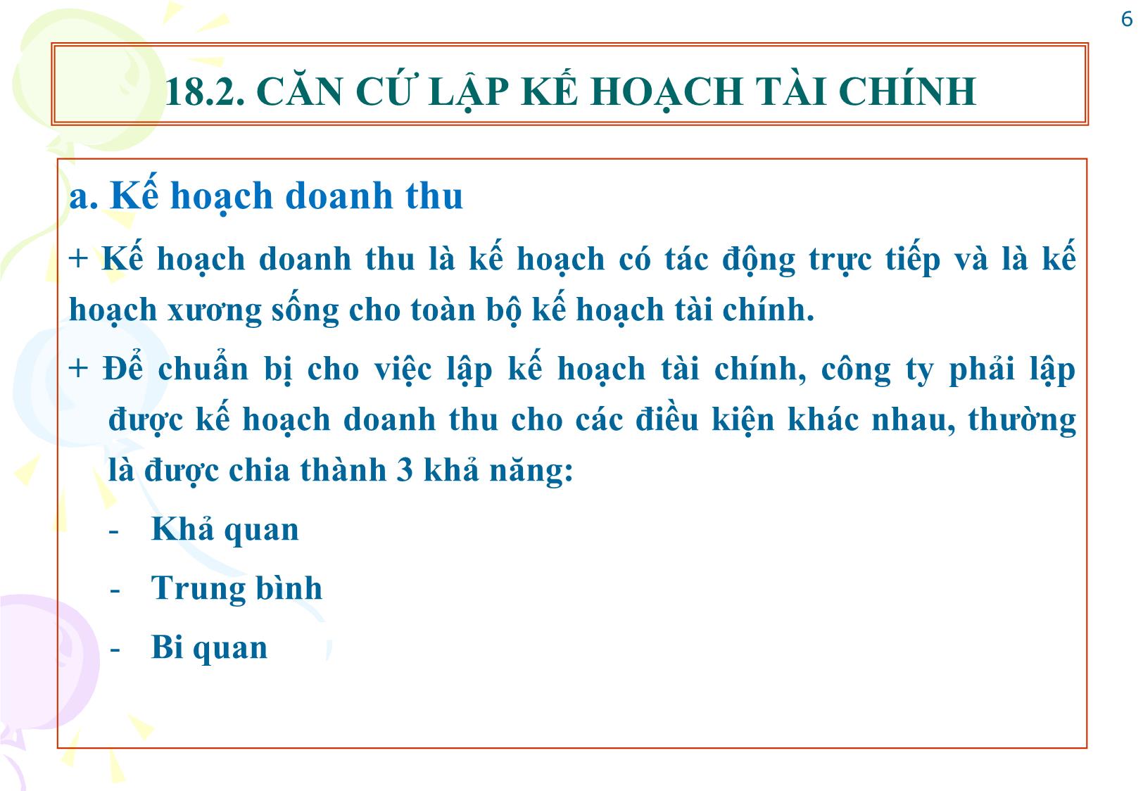 Bài giảng Tài chính doanh nghiệp - Chương 18: Kế hoạch tài chính doanh nghiệp trang 6