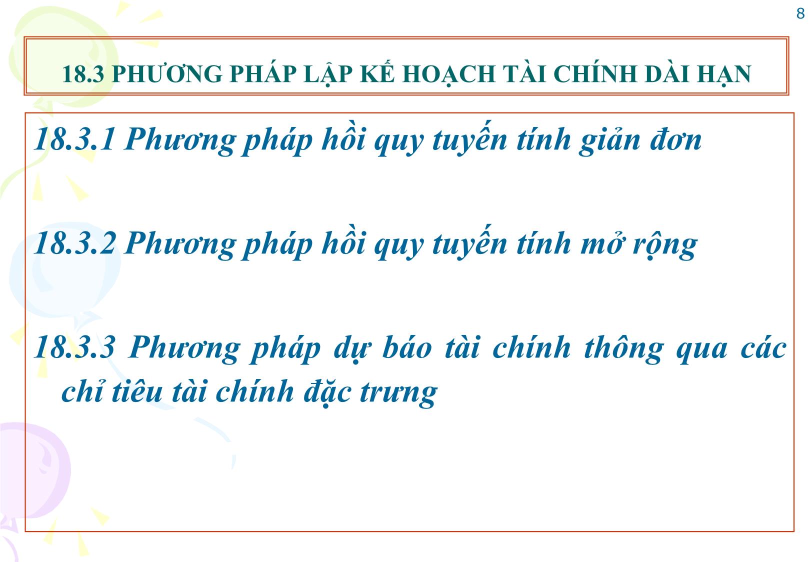 Bài giảng Tài chính doanh nghiệp - Chương 18: Kế hoạch tài chính doanh nghiệp trang 8