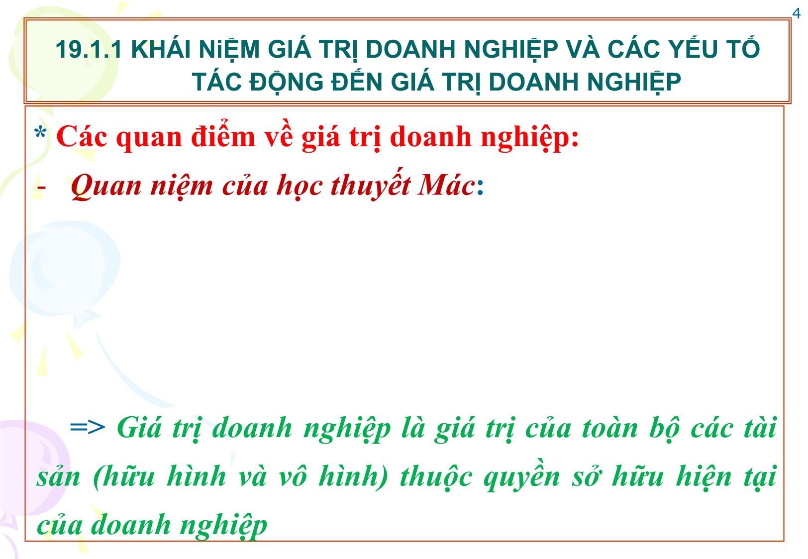 Bài giảng Tài chính doanh nghiệp - Chương 19: Giá trị doanh nghiệp trang 4