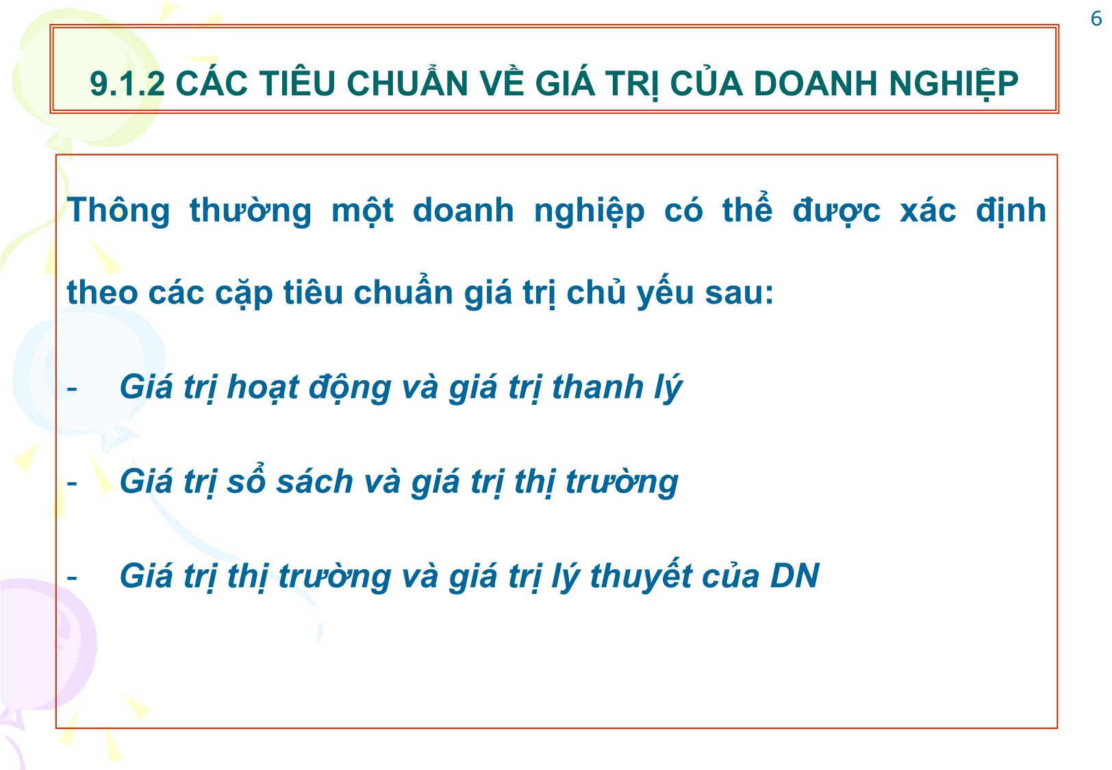 Bài giảng Tài chính doanh nghiệp - Chương 19: Giá trị doanh nghiệp trang 6