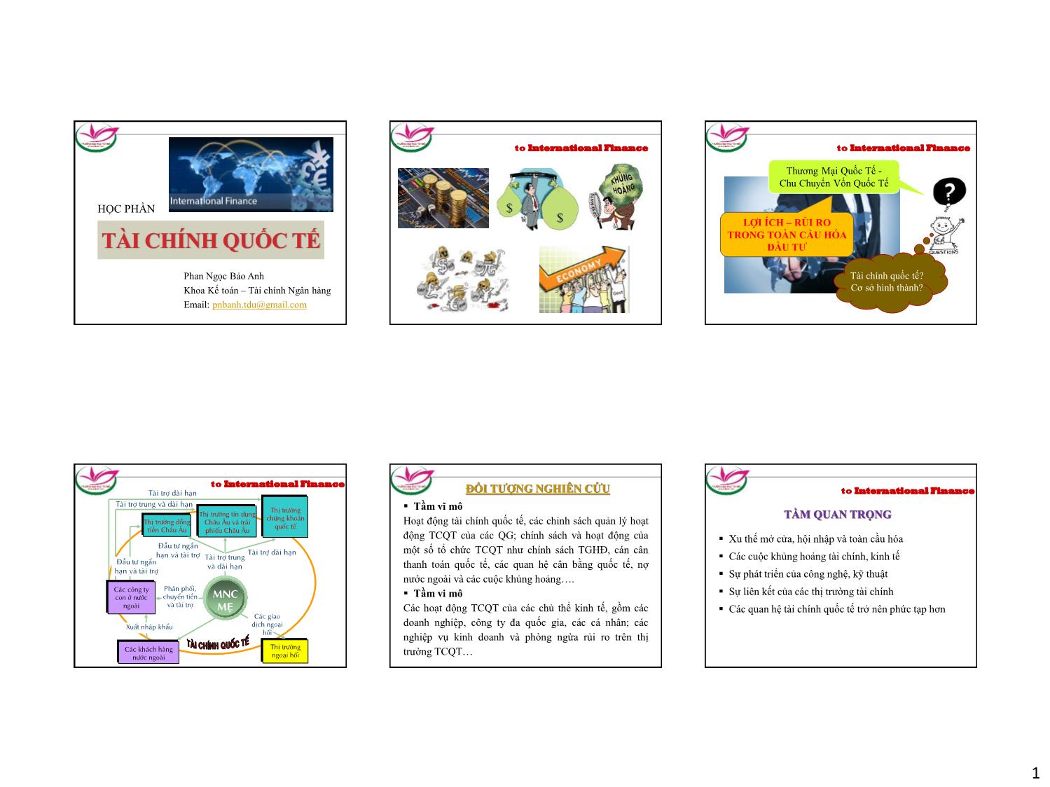 Bài giảng Tài chính quốc tế - Phan Ngọc Bảo Anh trang 1
