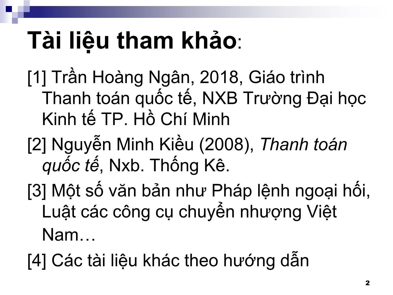 Bài giảng Thanh toán quốc tế - Chương 1: Tỷ giá hối đoái trang 2