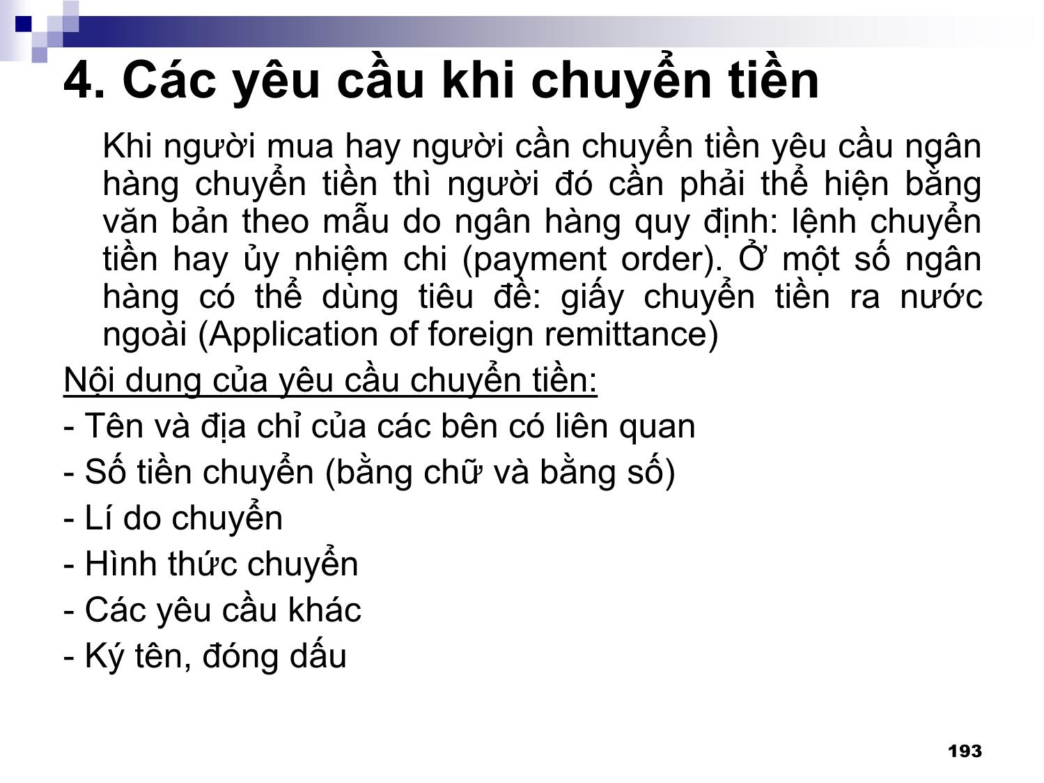 Bài giảng Thanh toán quốc tế - Chương 4: Các phương thức thanh toán quốc tế trang 6