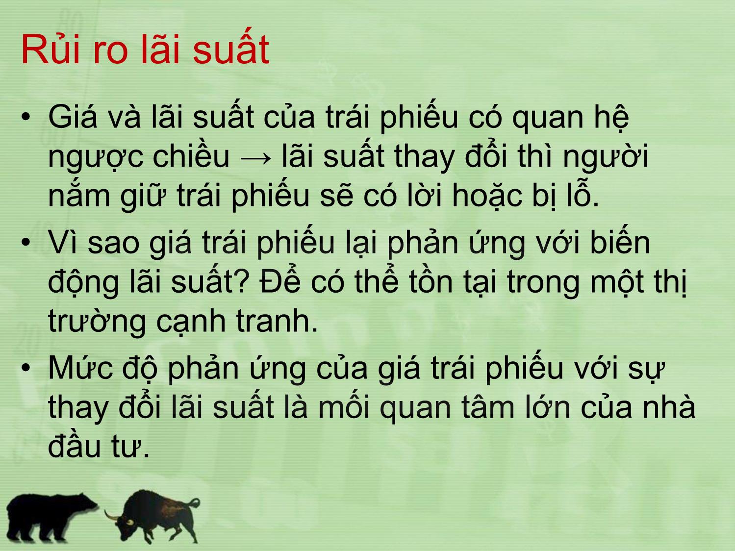 Bài giảng Đầu tư tài chính - Chương 8: Độ nhạy cảm của giá trái phiếu với lãi suất - Trần Thị Thái Hà trang 2